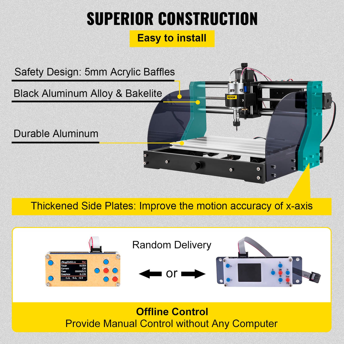 VEVOR Cnc 3018 Pro 10000RPM Cnc 3018 300×180×45mm Cnc Machine GRBL Control Mini Laser Engraver with Offline Controller 3 Axis laser engraving machine for Carving Milling Plastic Acrylic PVC