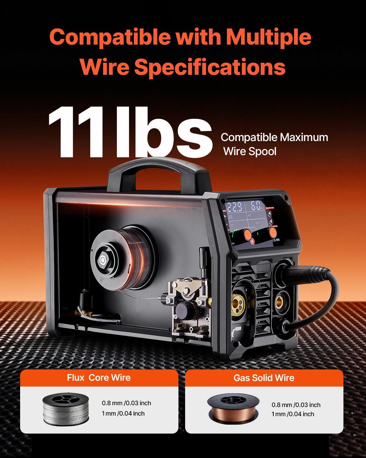 MIG Welder, 200A Synergic Mig Welding Machine, 4-in-1 Gas MIG/Flux Core MIG/Stick/Lift TIG Multi-Process Welder Machine with IGBT Inverter Technology and LCD Screen Display