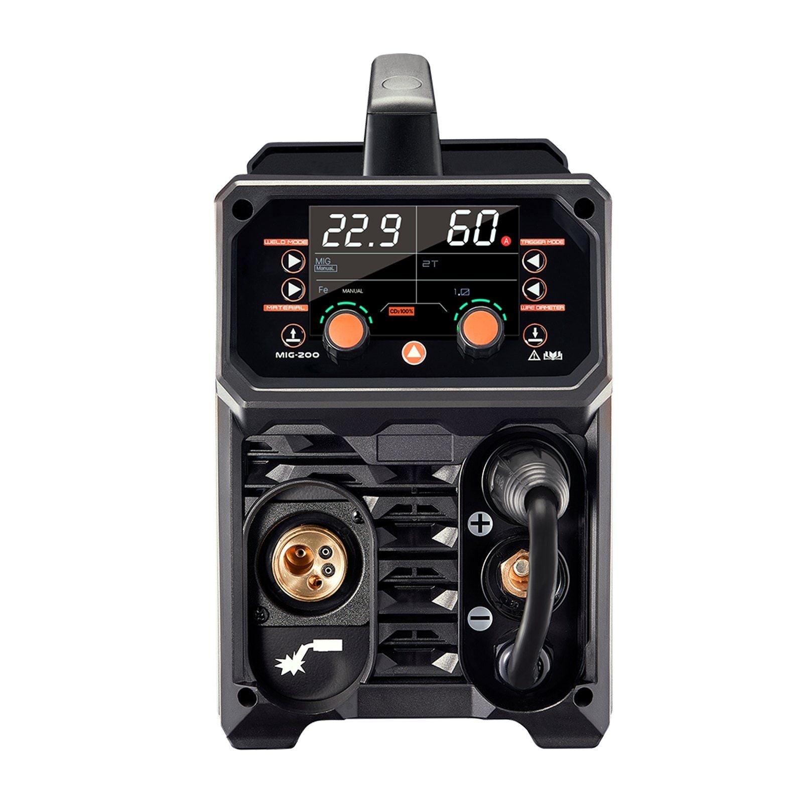 MIG Welder, 200A Synergic Mig Welding Machine, 4-in-1 Gas MIG/Flux Core MIG/Stick/Lift TIG Multi-Process Welder Machine with IGBT Inverter Technology and LCD Screen Display
