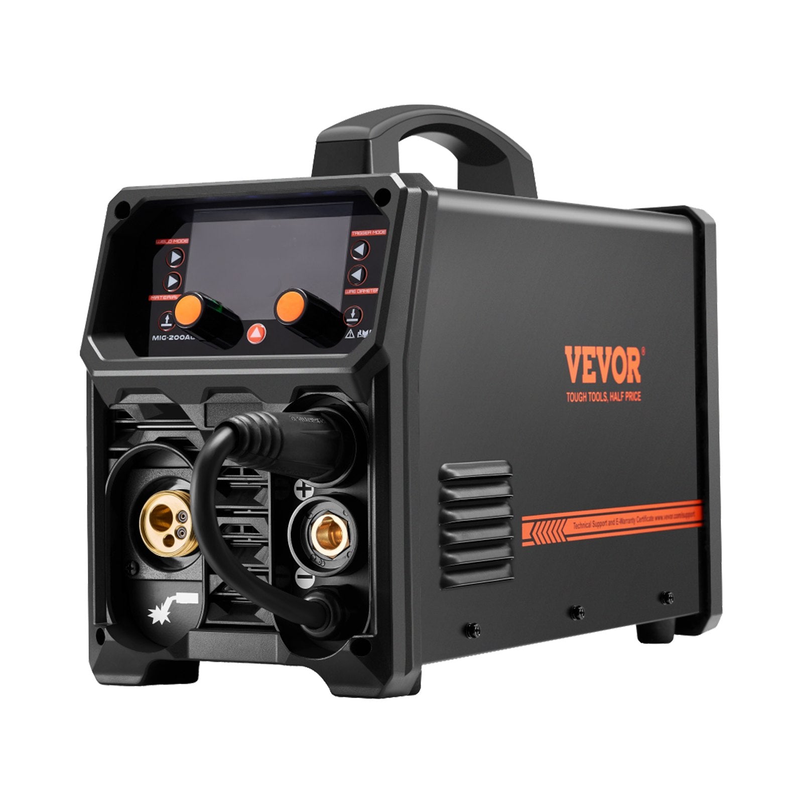 VEVOR Pro MIG Welder, 200Amp Pluse Mig Welding Machine, 5-in-1 Synergic Welder Machine MIG Pluse/Gas MIG/Flux Core MIG/Stick/Lift TIG with IGBT Inverter Technology and LCD Screen Display