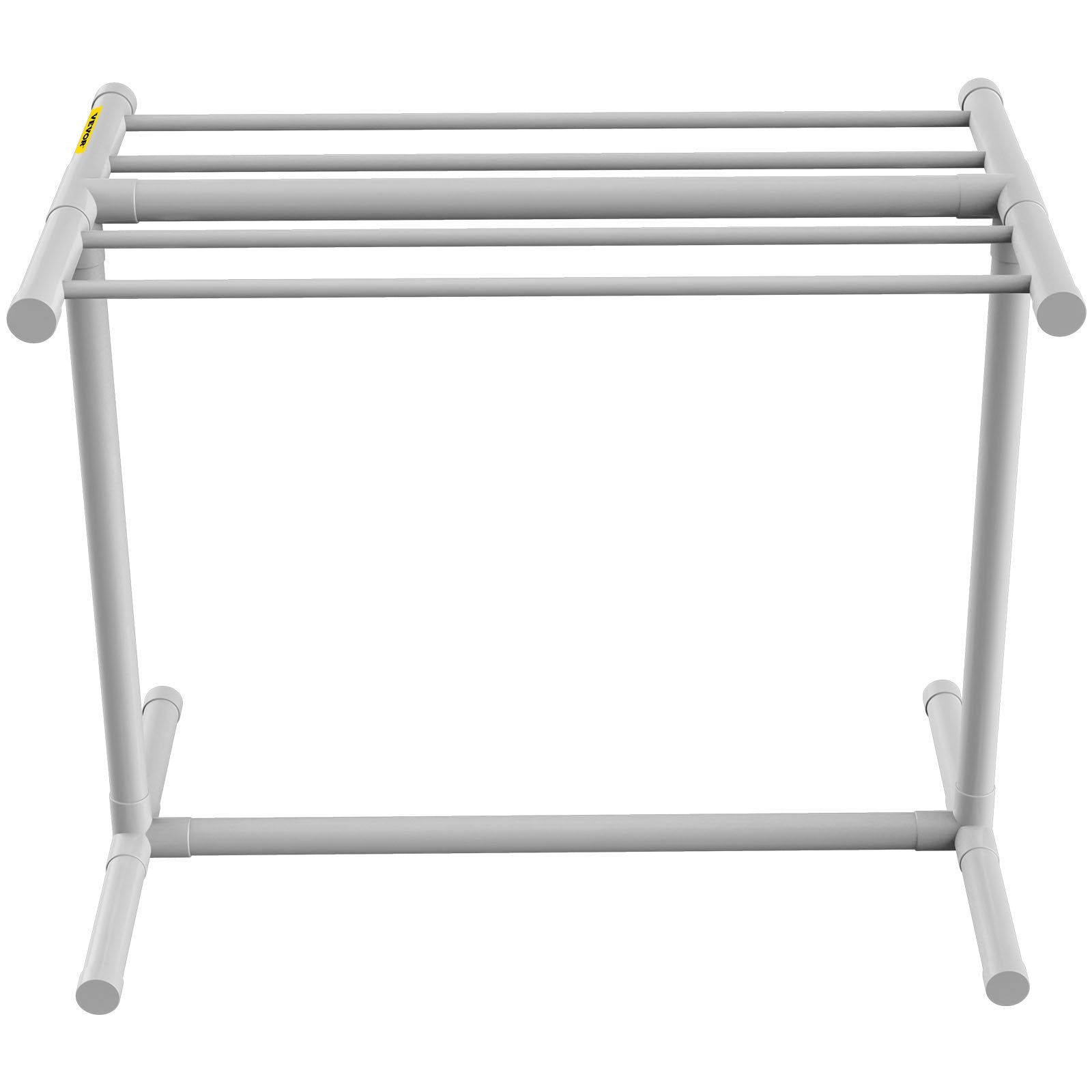 VEVOR Pool Towel Rack, 5 Bar, White, Freestanding Outdoor PVC T-Shape Poolside Storage Organizer, Include 8 Towel Clips, Mesh Bag, Hook, Also Stores Floats and Paddles, for Beach, Swimming Pool, Home