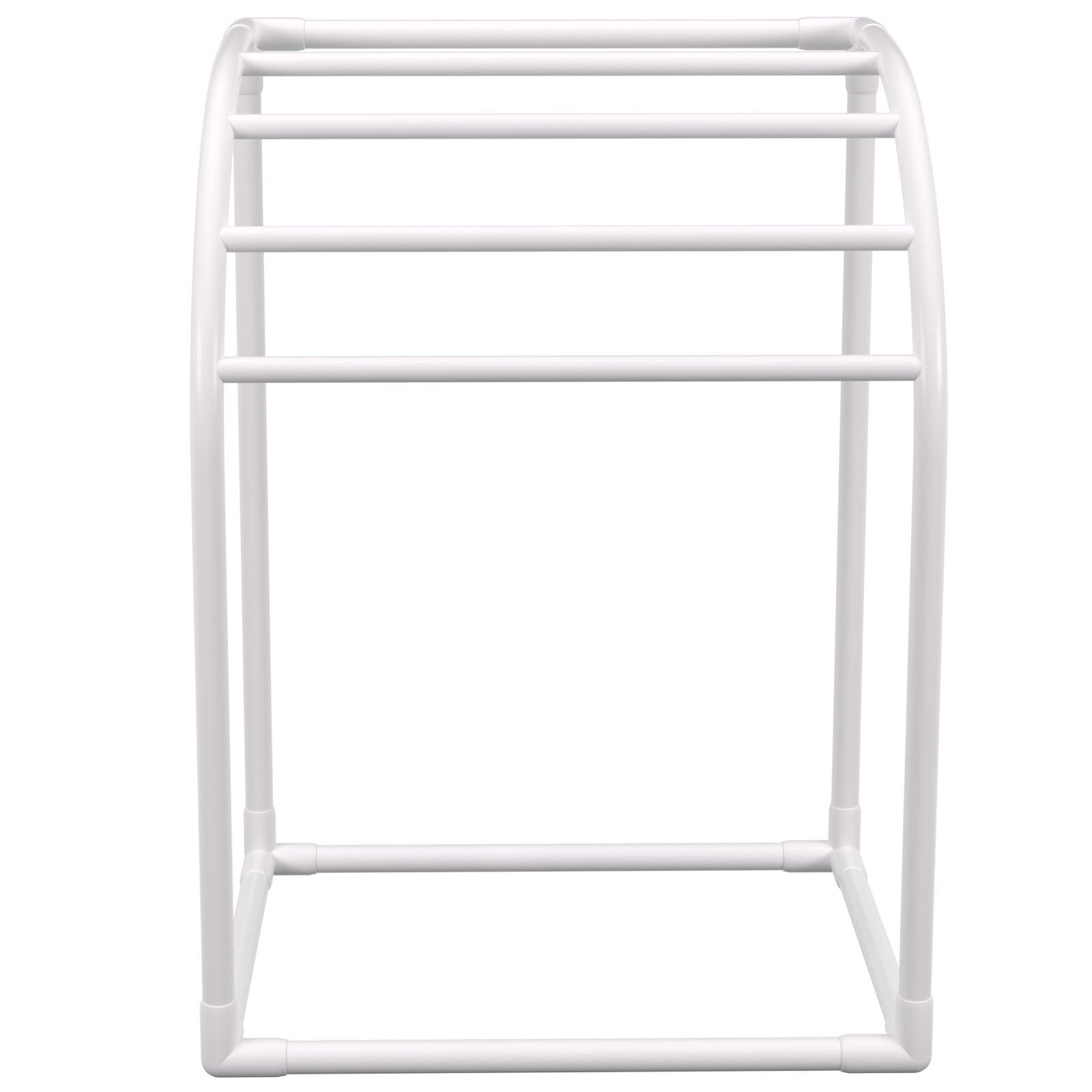 VEVOR Pool Towel Rack, 5 Bar, Milky, Freestanding Outdoor PVC Curved Poolside Storage Organizer, Include 8 Towel Clips, Mesh Bag, Hook, Also Stores Floats and Paddles, for Beach, Swimming Pool, Home