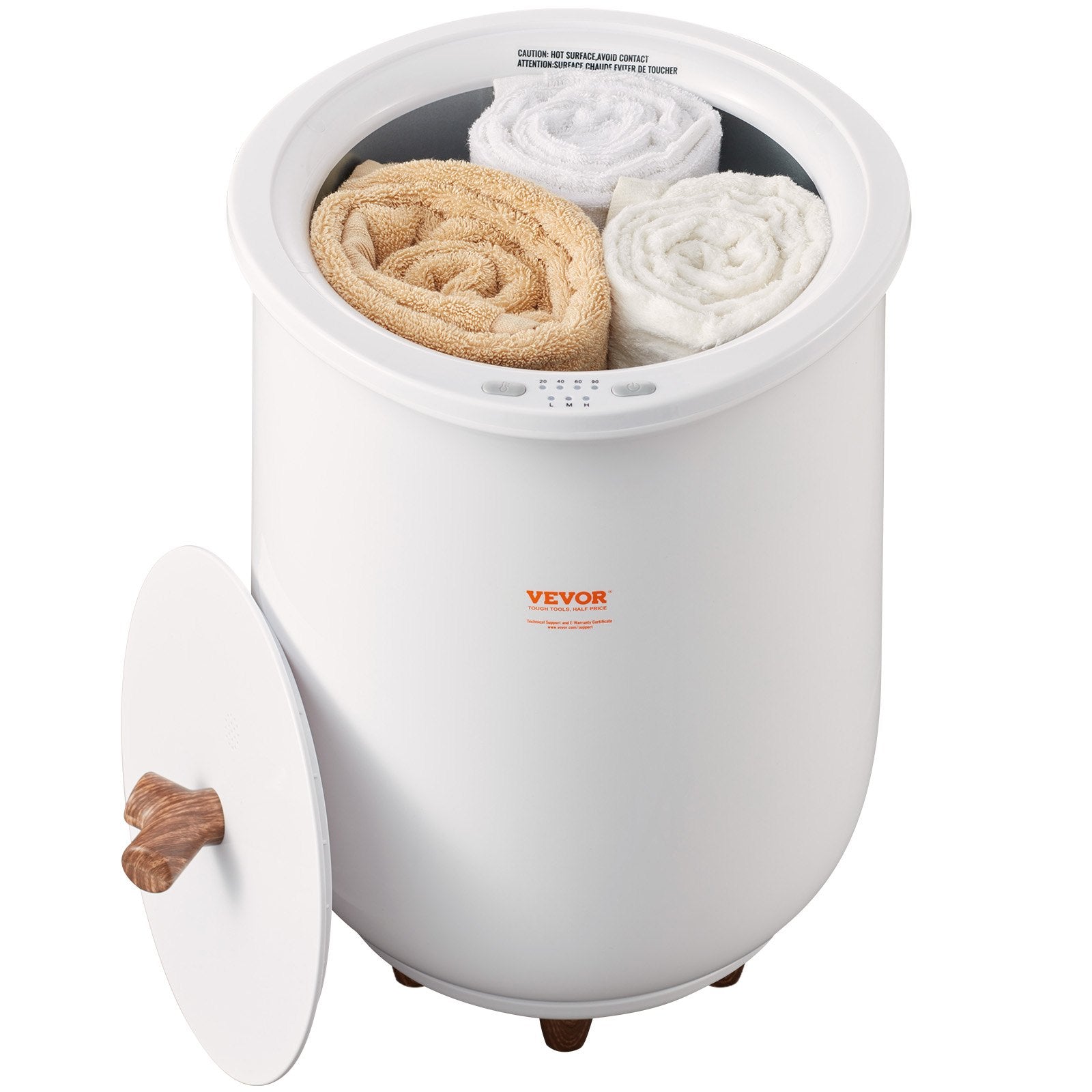 VEVOR Towel Warmer Bucket, 20L Large Towel Warmer for Bathroom, Auto Shut Off Towel Heater with 4-Level Timer Fits up to Two 40"x70" Oversized Towels, Bathrobes, Blankets, ETL & FCC Certified