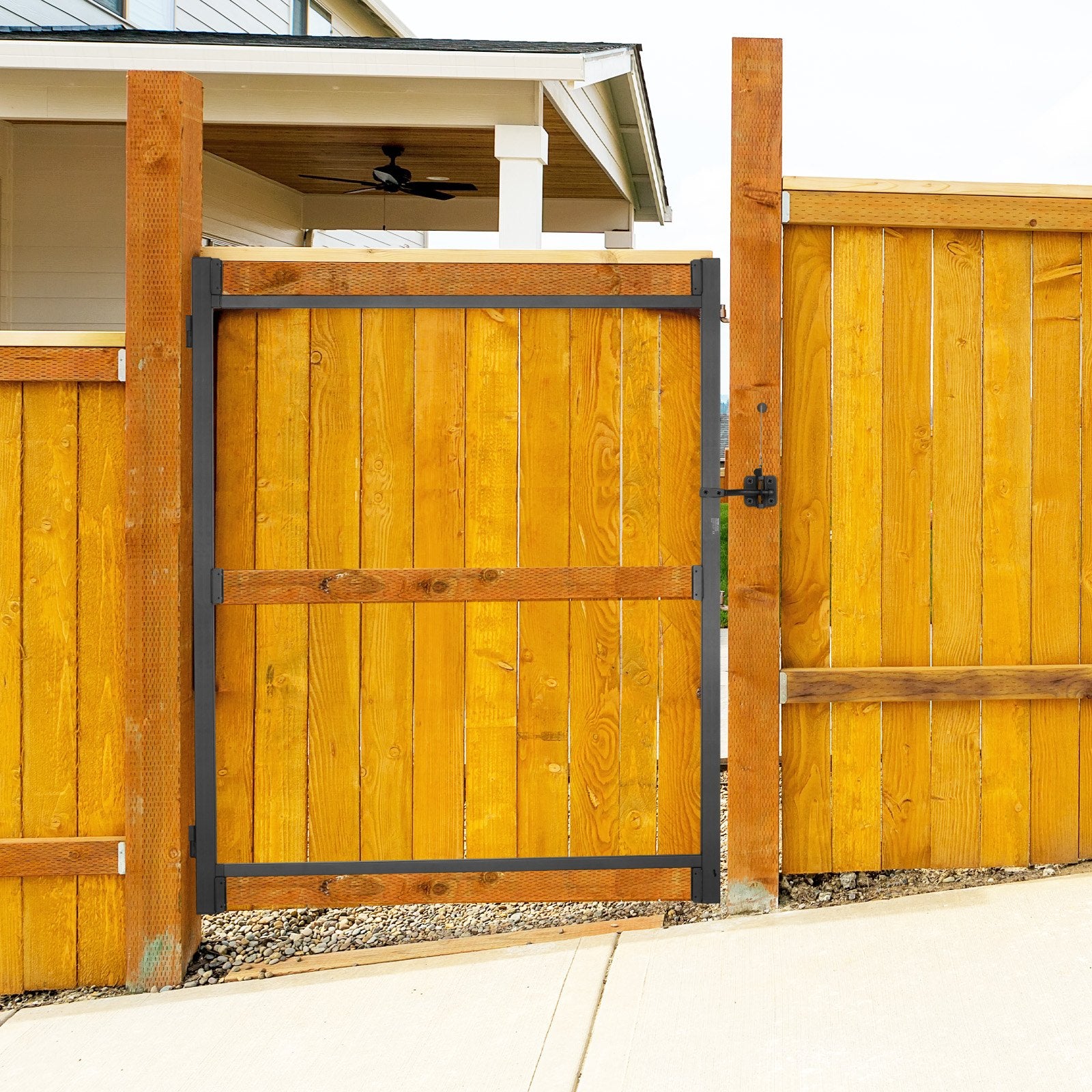 VEVOR Gate Building Kit, Fits 152.4 to 243.8 cm Wide Openings, Up from 182.9 to 213.4 cm High Fence, Adjustable Gate Building Kit, Anti Sag Full Gate Frame Kit with Latch Lock, for Wooden Fence, Iron