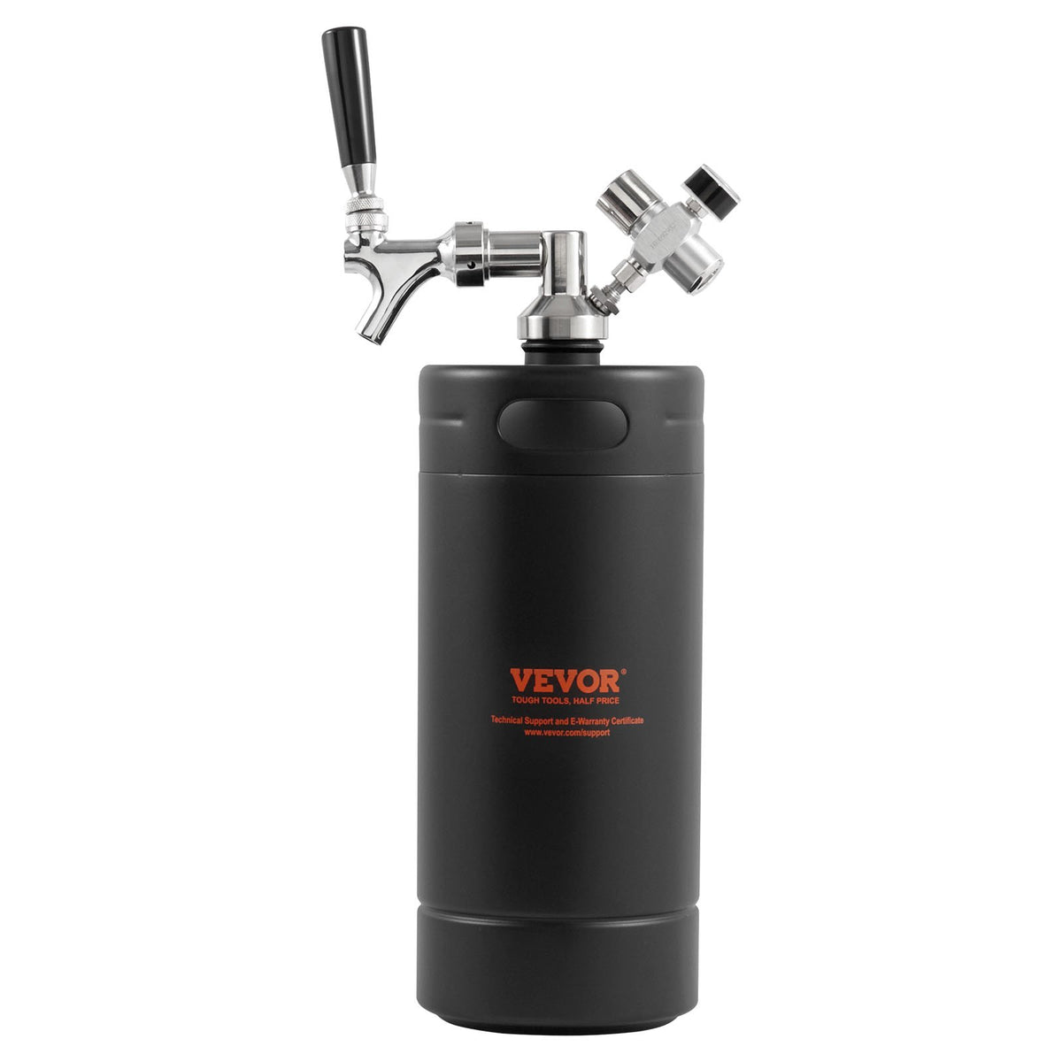 VEVOR Beer Growler Tap System, 4L Mini Keg, 304 Stainless Steel Pressurized Beer Growler, Keg Growler with Pressure Display, CO2 Regulator Faucet, Leak-Proof Ring For Draft, Homebrew, Craft Beer
