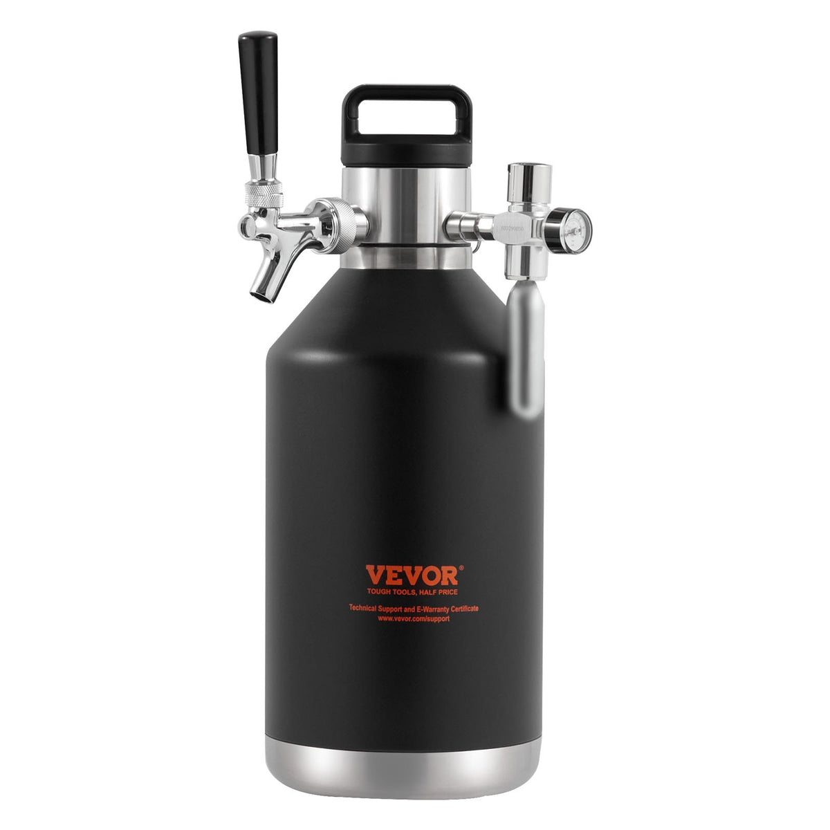 VEVOR Beer Growler Tap System, 4L Mini Keg, 304 Stainless Steel Pressurized Beer Growler, Keg Growler with Pressure Display, CO2 Regulator Faucet, Leak-Proof Ring For Draft, Homebrew, Craft Beer