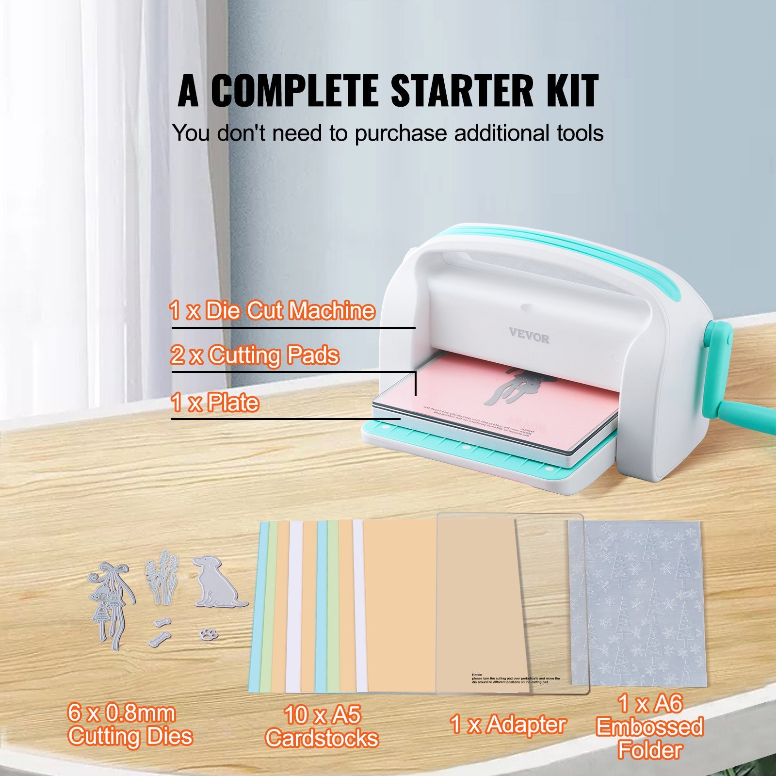 VEVOR Manual Die Cutting Embossing Machine 9" Opening For Art Craft Scrapbooking