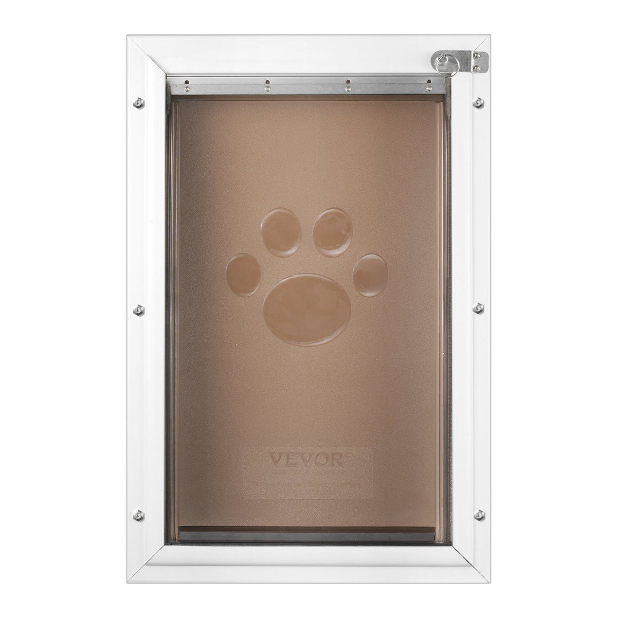Pet Door, 33.7 x 50.9 cm Aluminum Frame with Lock and Flap System, Weatherproof Doggy Door, Easy to Install in Interior or Exterior Doors, Pet Door Suitable for Cat Doggie Kitties (White-L)