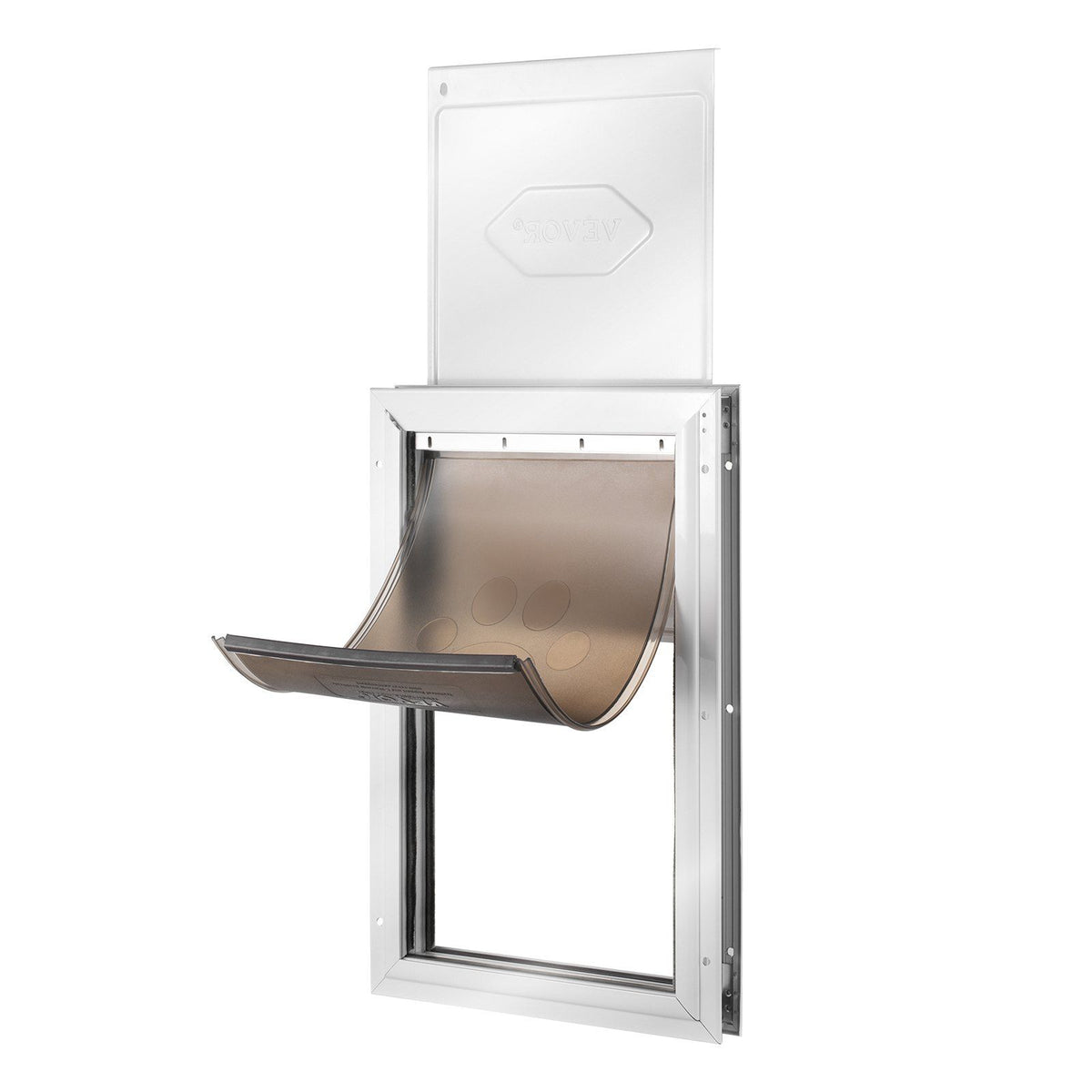 Pet Door, 21 x 30.3 cm Aluminum Frame with Lock and Flap System, Weatherproof Doggy Door, Easy to Install in Interior or Exterior Doors, Pet Door Suitable for Cat Doggie Kitties (White-Small)