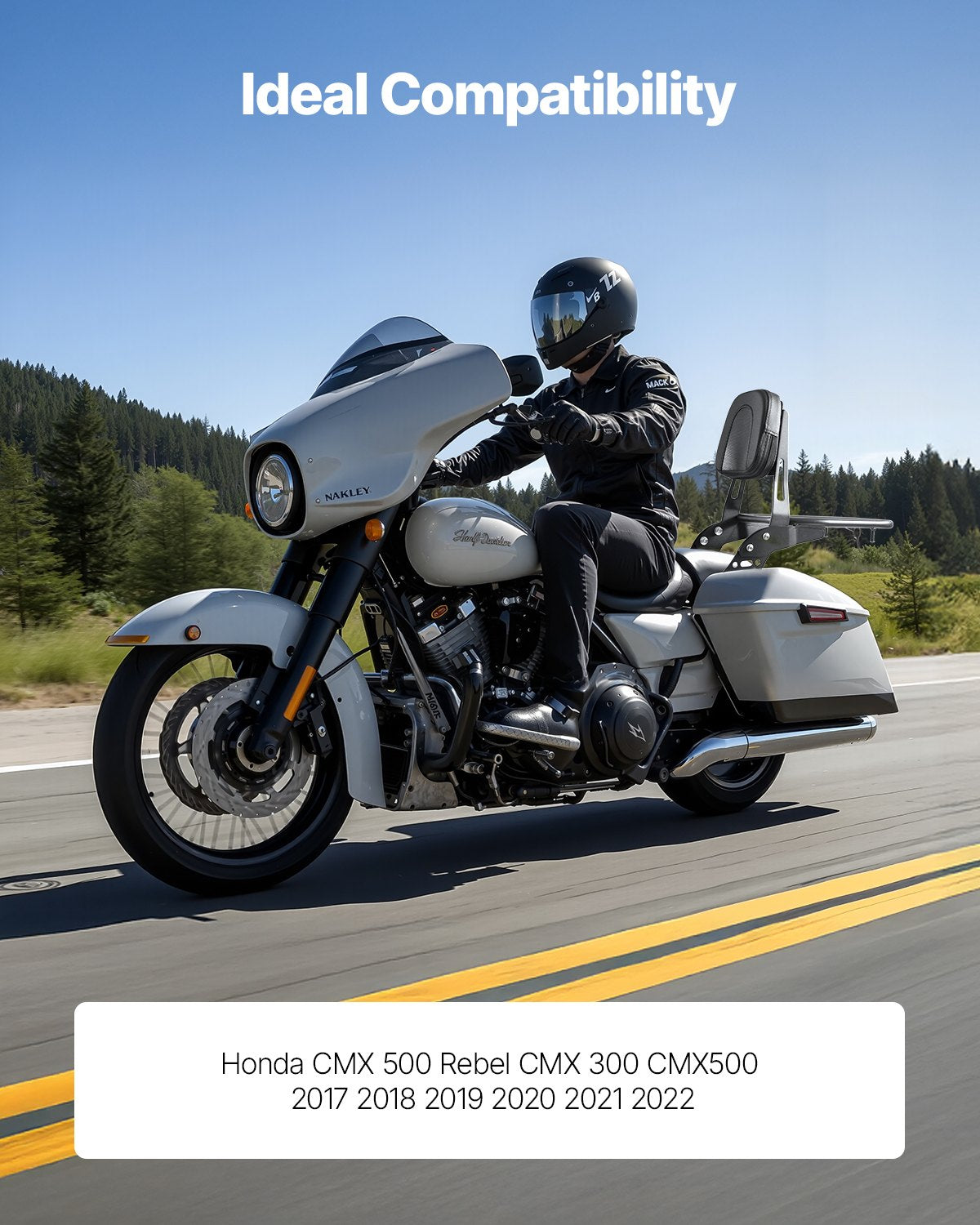 VEVOR Motorcycle Backrest Sissy Bar with Luggage Rack for Honda Rebel 2017-2022