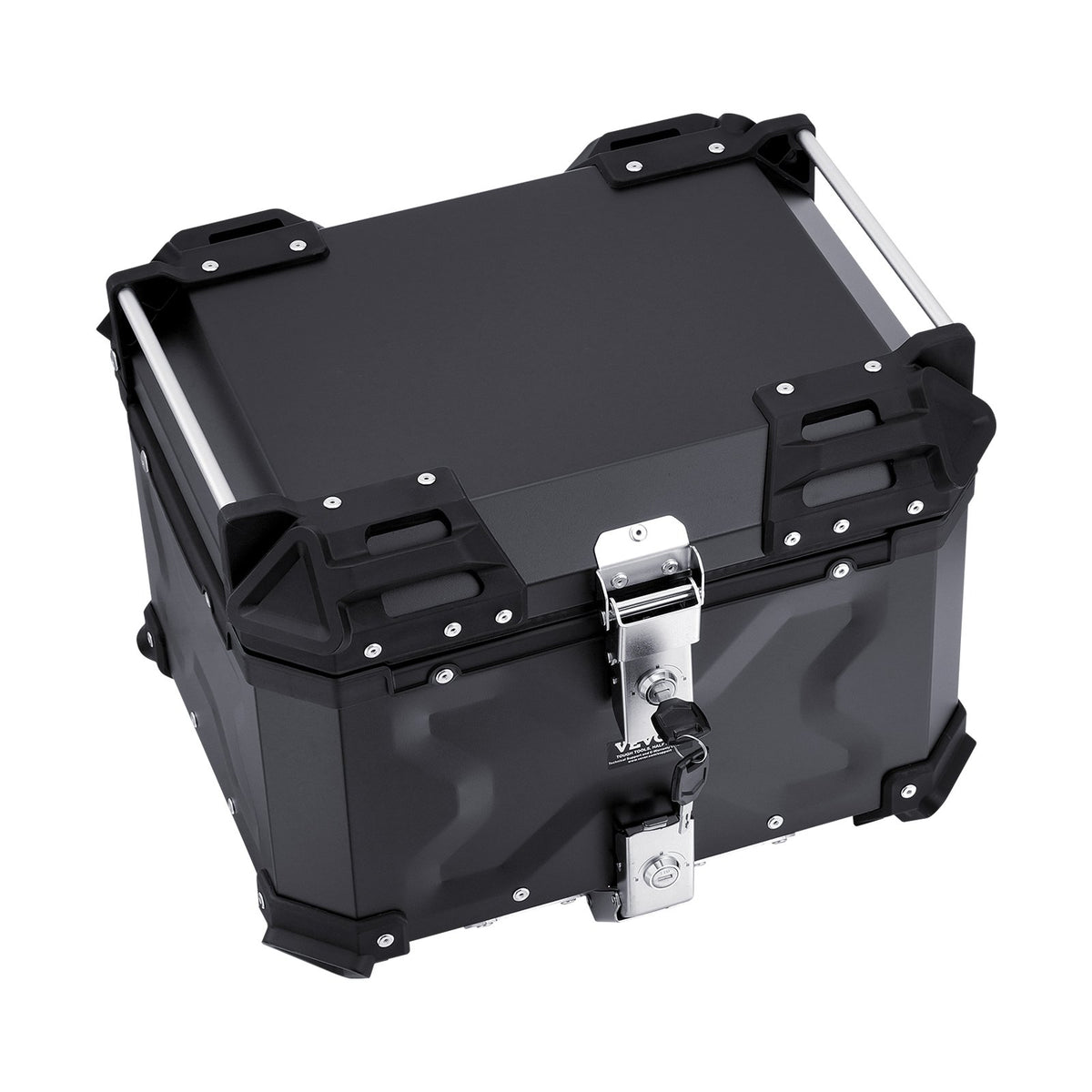 VEVOR Motorcycle Top Case, Universal Aluminum Alloy Motorbike Tail Box with Leather Lining, 45L Waterproof Detachable Motorcycle Top Box with Lock & Back Cushion, Fit for 99% of Motorcycle Frames