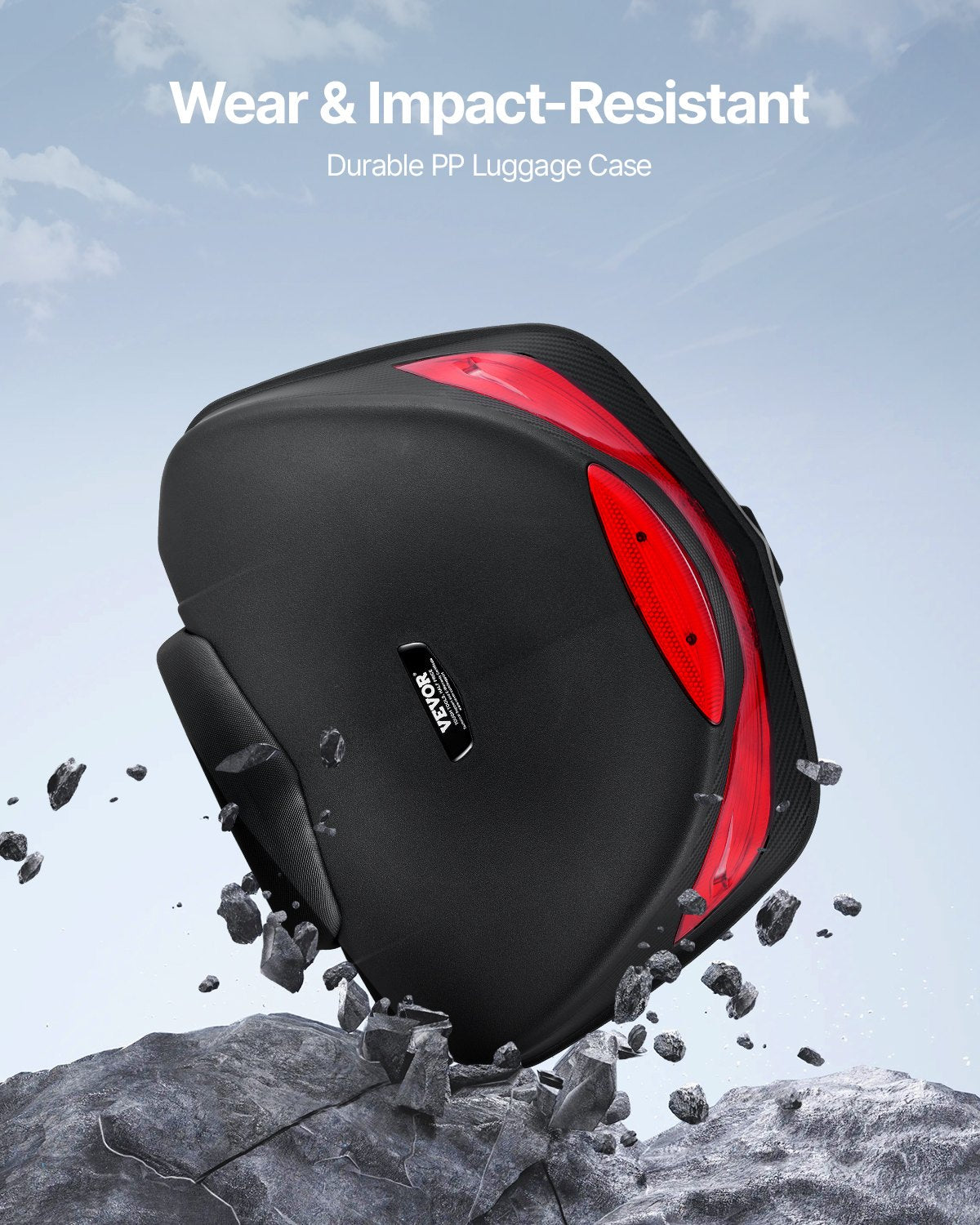 VEVOR 48L Motorcycle Top Case Universal Motorbike Tail with Reflective Panel