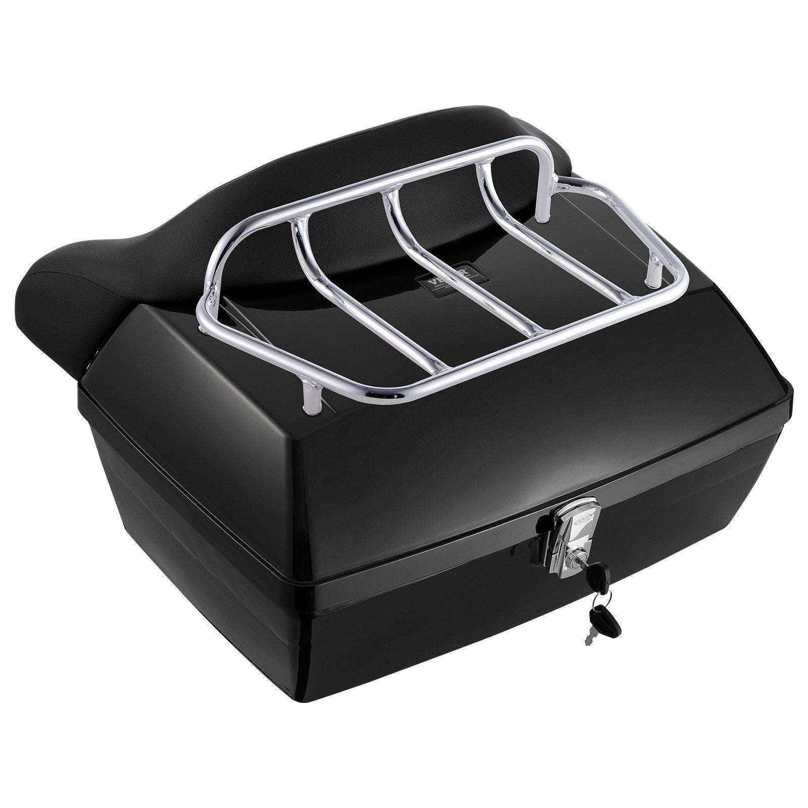 Motorcycle Top Case, Universal Durable PP Material Motorbike Tail Box with Reflective Panel, 48L Waterproof Detachable Motorcycle Top Box with Multi-Hole Base, Fit for 99% of Motorcycle Frames