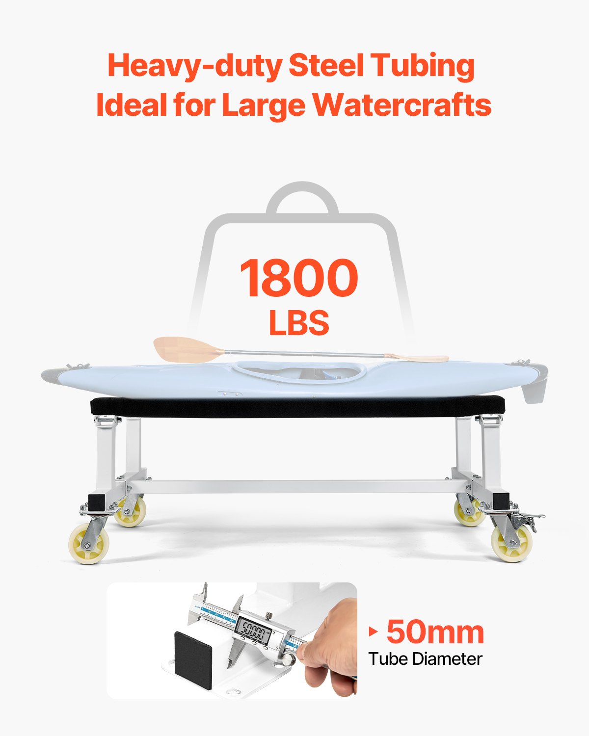 VEVOR Watercraft PWC Dolly, 1800 lbs Load Capacity, Jet Ski Stand PWC Cart for Moving Watercraft, Fixed Bunk with 4 Casters & 2 Brakes, Heavy-Duty Jet Ski Cart for Kayaks, Hovercrafts, Speedboats