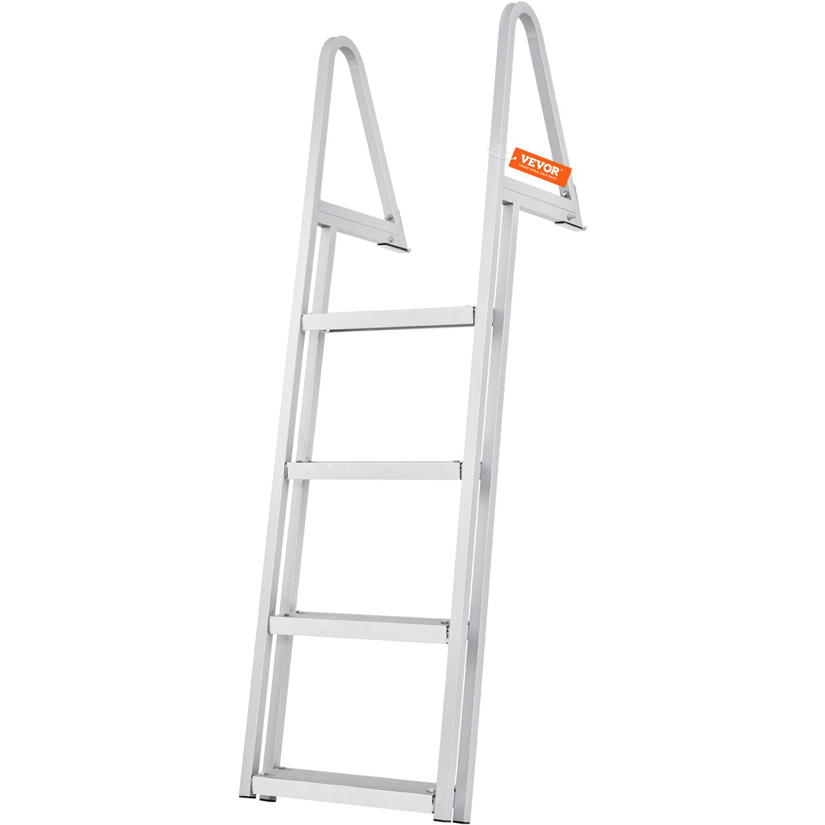 VEVOR Dock Ladder, Removable 4 Steps, 350 lbs Load Capacity, Aluminum Alloy Pontoon Boat Ladder with 4&#39;&#39; Wide Step &amp; Nonslip Mat, Easy to Install for Ship/Lake/Pool/Marine Boarding