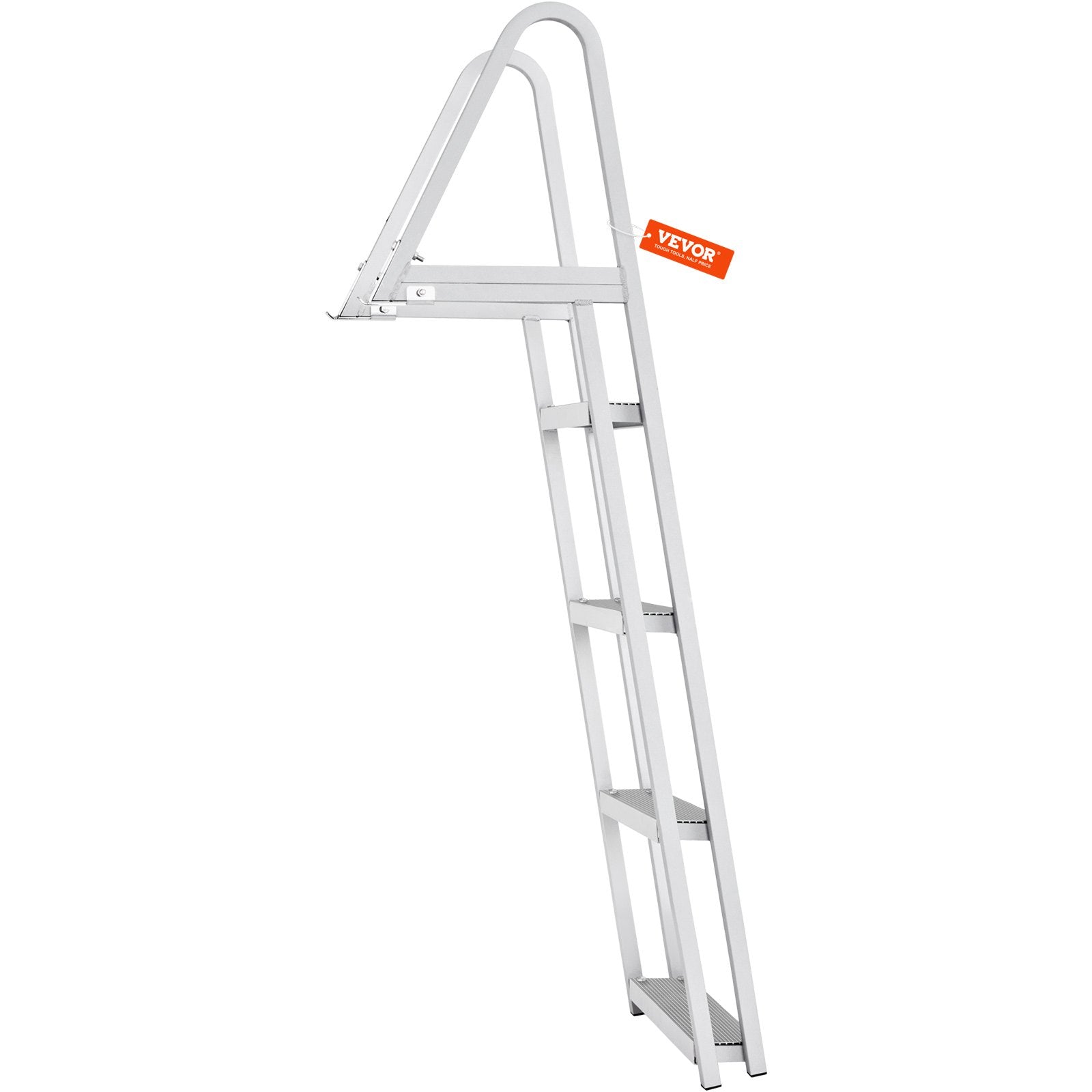VEVOR Dock Ladder, Removable 4 Steps, 350 lbs Load Capacity, Aluminum Alloy Pontoon Boat Ladder with 4'' Wide Step & Nonslip Mat, Easy to Install for Ship/Lake/Pool/Marine Boarding