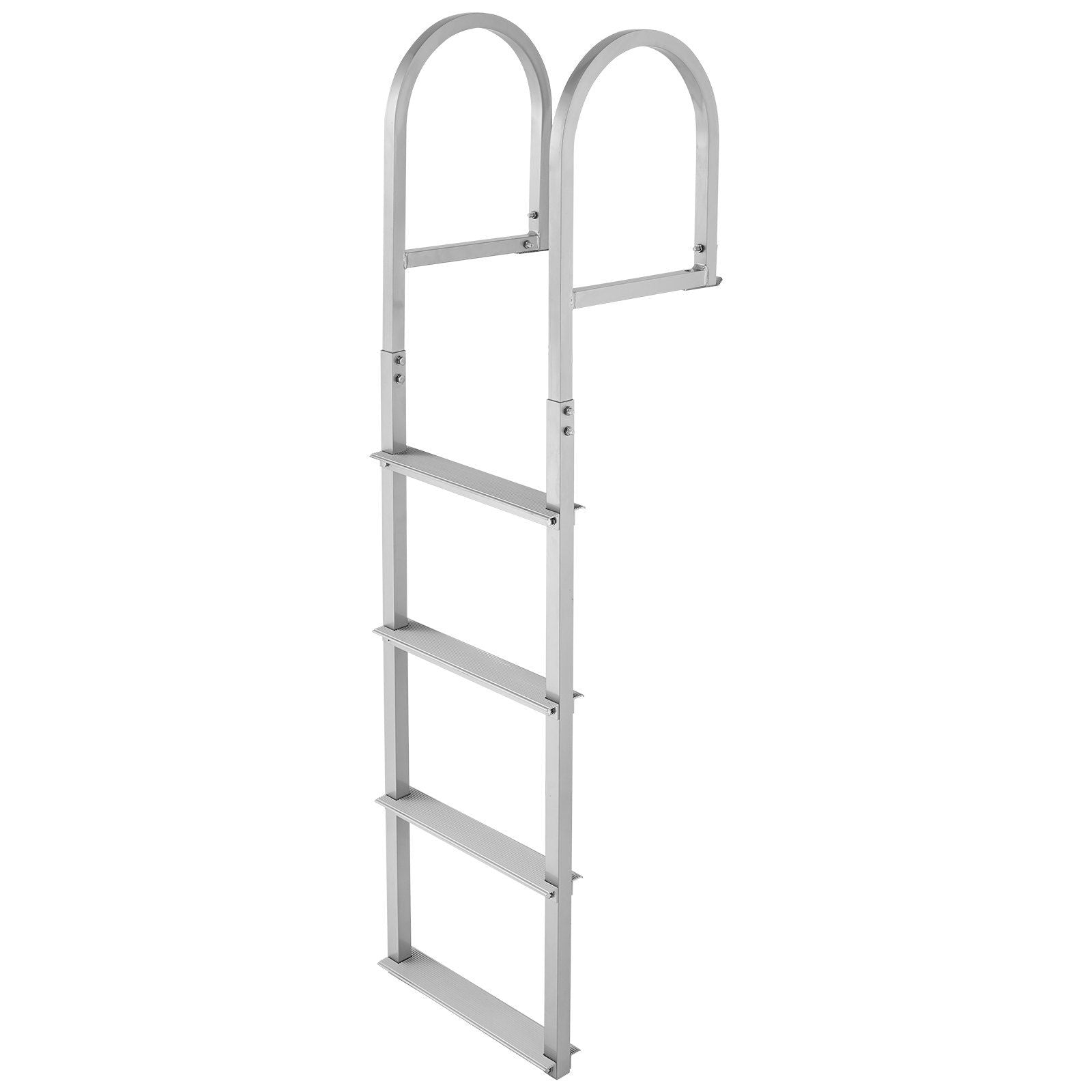 Removable Dock Ladder, 4 Steps, Aluminum Alloy Pontoon Boat Swim Ladder, with Non-Slip Wide Steps, 227 kg Weight Capacity, Quick Release Design, for Lake Swimming, Pool, Boat, Marine Boarding
