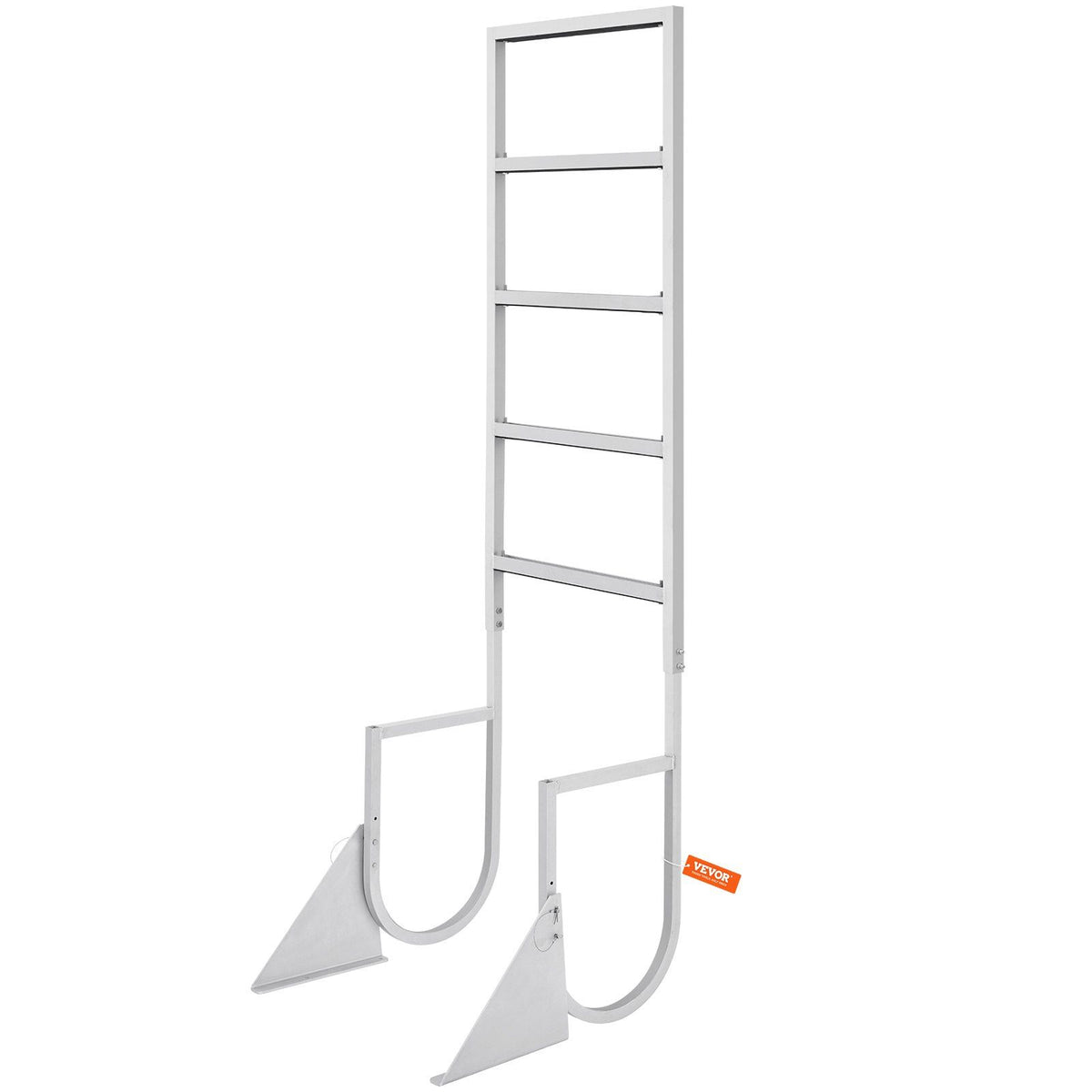 Dock Ladder, Flip-Up 5 Steps, 350 lbs Load Capacity, Aluminum Alloy Pontoon Boat Ladder with 2'' Wide Step &amp; Nonslip Rubber Mat, Easy to Install for Ship/Lake/Pool/Marine Boarding