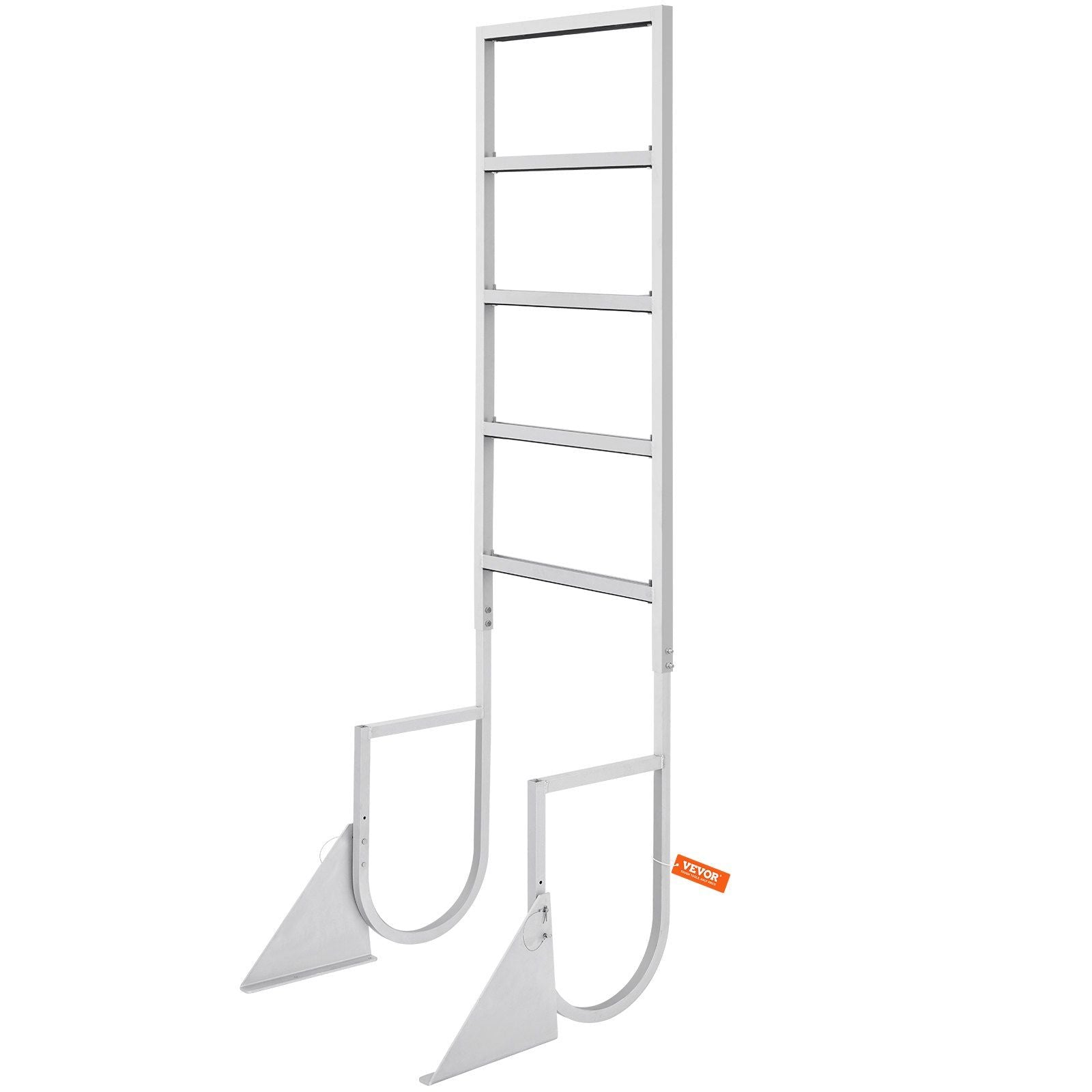Dock Ladder, Flip-Up 5 Steps, 350 lbs Load Capacity, Aluminum Alloy Pontoon Boat Ladder with 2'' Wide Step & Nonslip Rubber Mat, Easy to Install for Ship/Lake/Pool/Marine Boarding