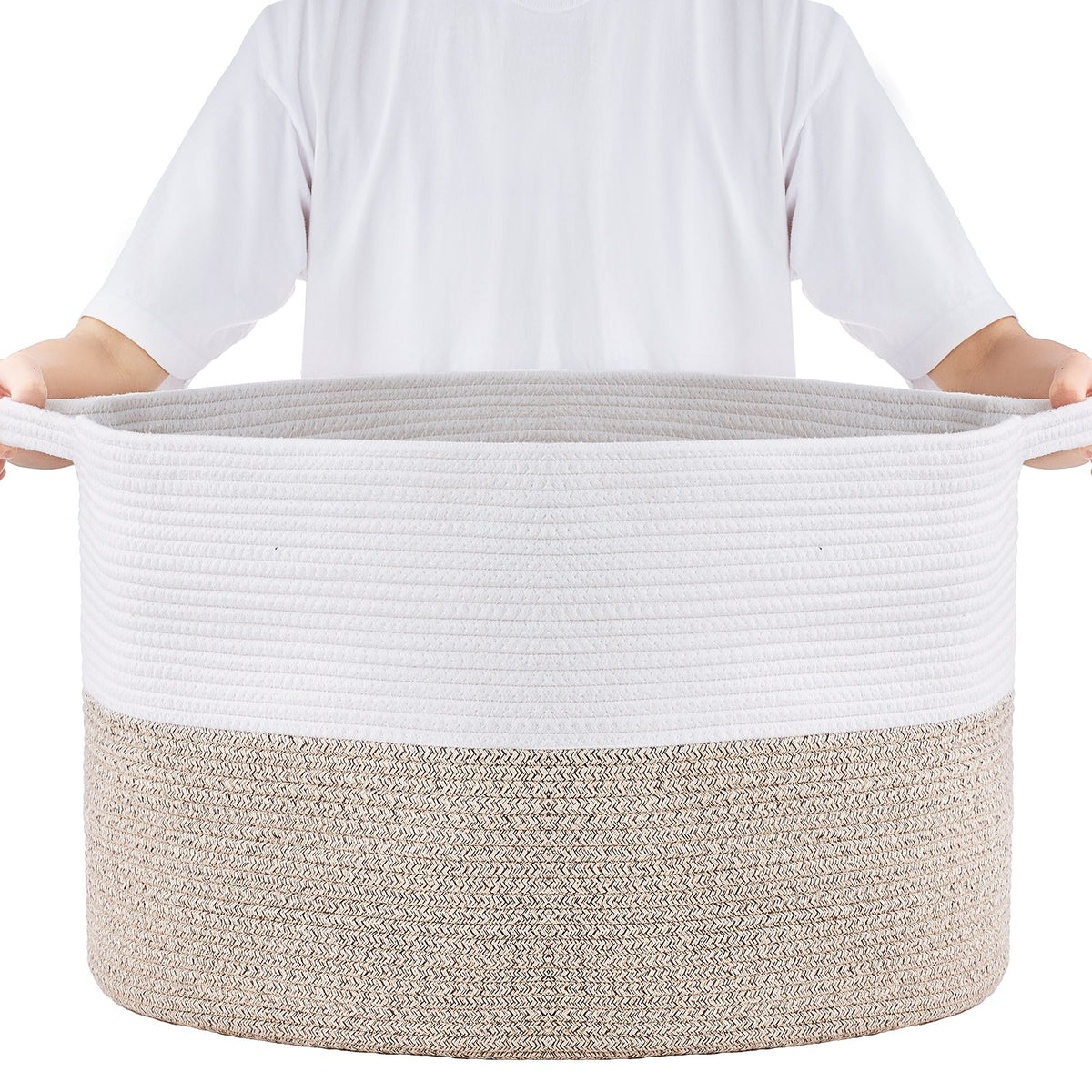 VEVOR Cotton Rope Storage Basket 87L Woven Blanket Basket 20 x 20 x 14 in