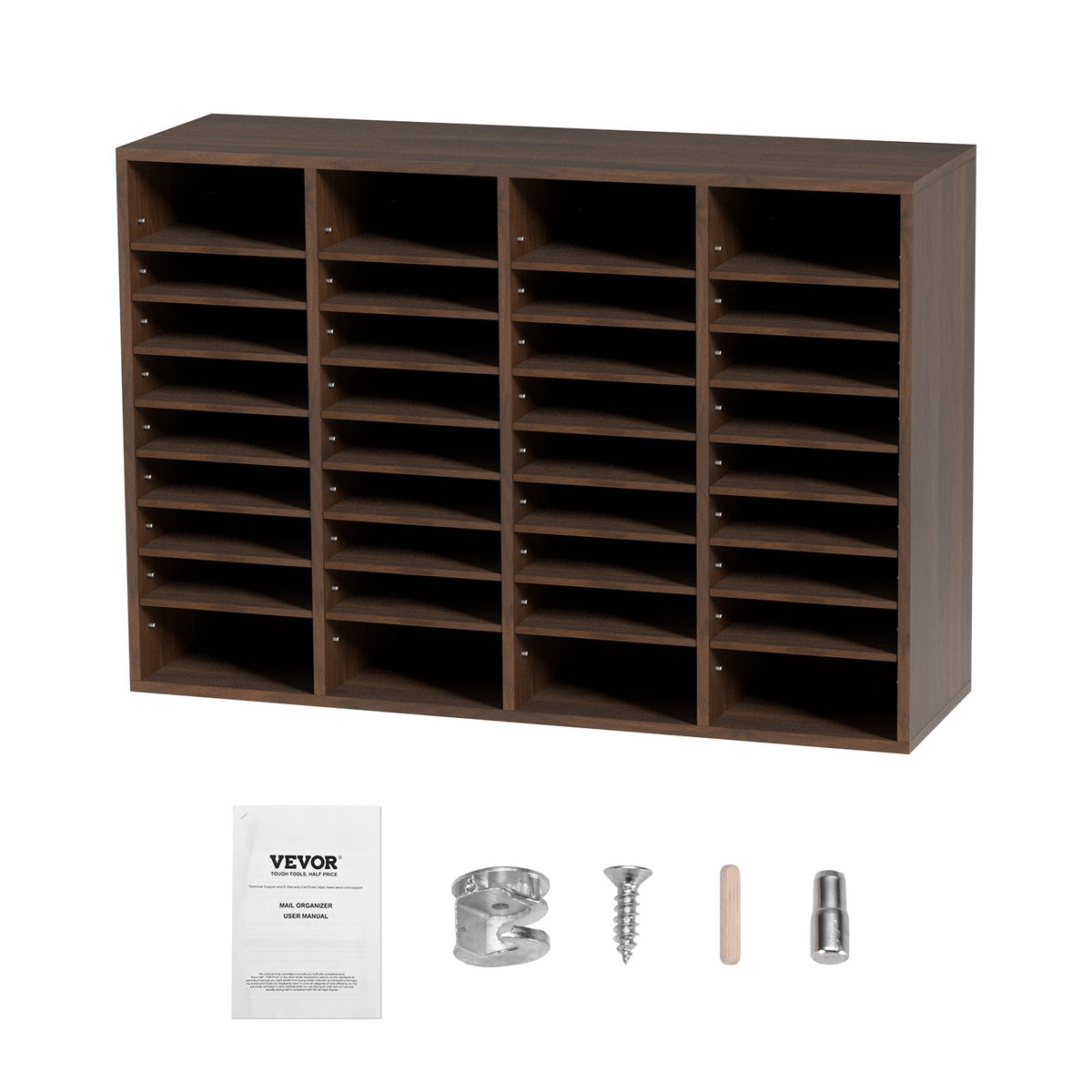 VEVOR Literature Organizers, 36 Compartments Office Mailbox with Adjustable Shelves, Wood Literature Sorter 997x305x680 mm for Office, Home, Classroom, Mailrooms Organization, EPA Certified Brown