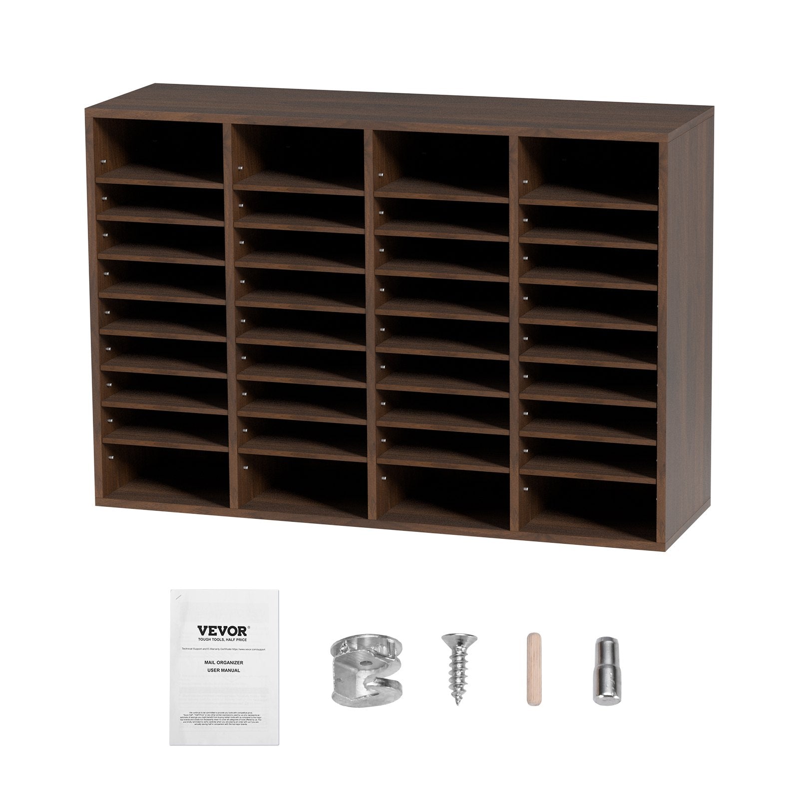 VEVOR Literature Organizers, 36 Compartments Office Mailbox with Adjustable Shelves, Wood Literature Sorter 997x305x680 mm for Office, Home, Classroom, Mailrooms Organization, EPA Certified Brown