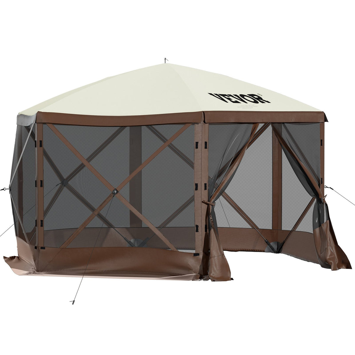 VEVOR Pop-up Camping Gazebo Camping Canopy Shelter 6 Sided 10' x 10' Sun Shade