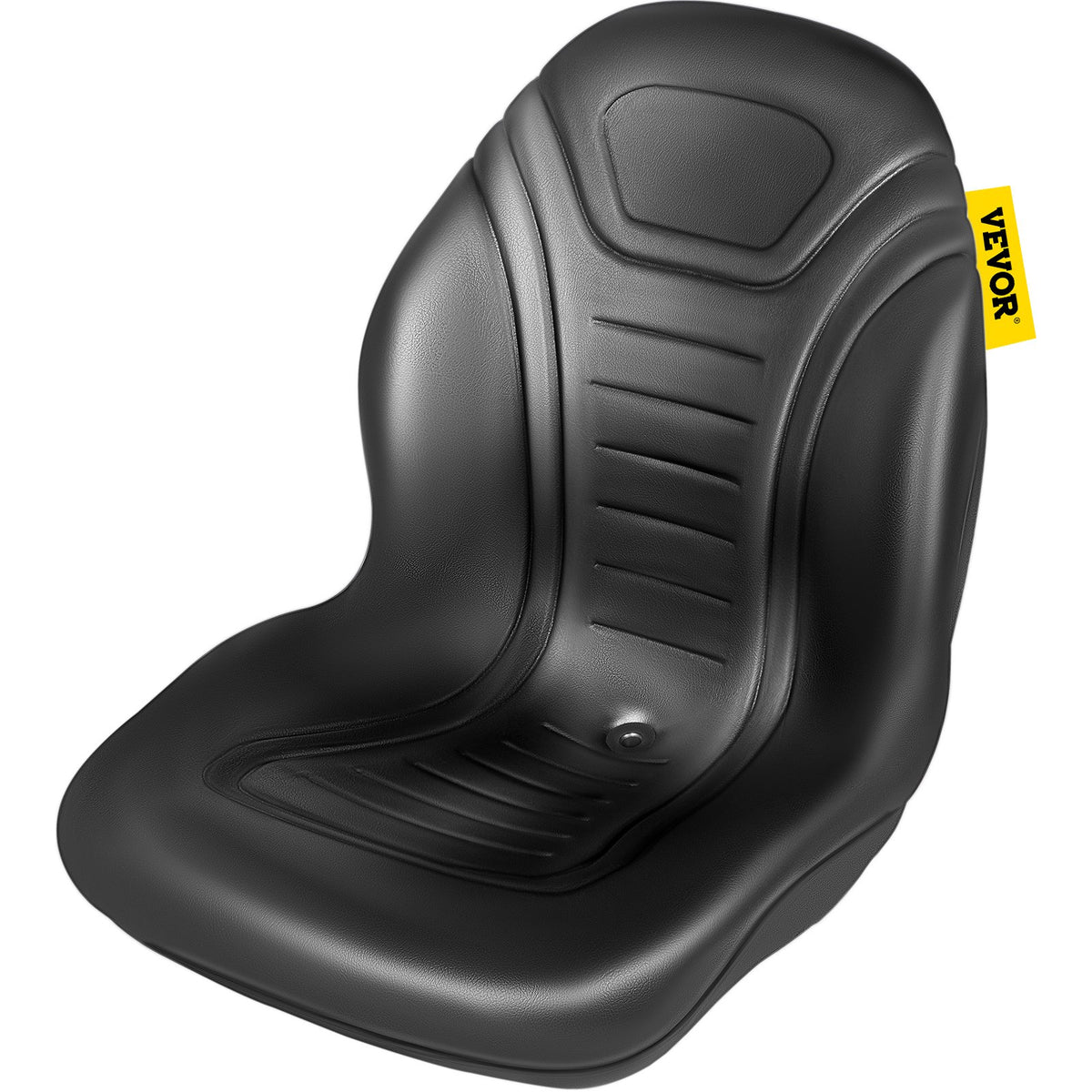 VEVOR Universal Lawn Tractor Seat Replacement, Compact High Back Mower Seat, Black Vinyl Forklift Seat, Central Drain Hole Skid Steer Seat with Mounting Bolt Patterns of 8&quot; x 11.5&quot; &amp; 11.25&quot; x 11.5&quot;