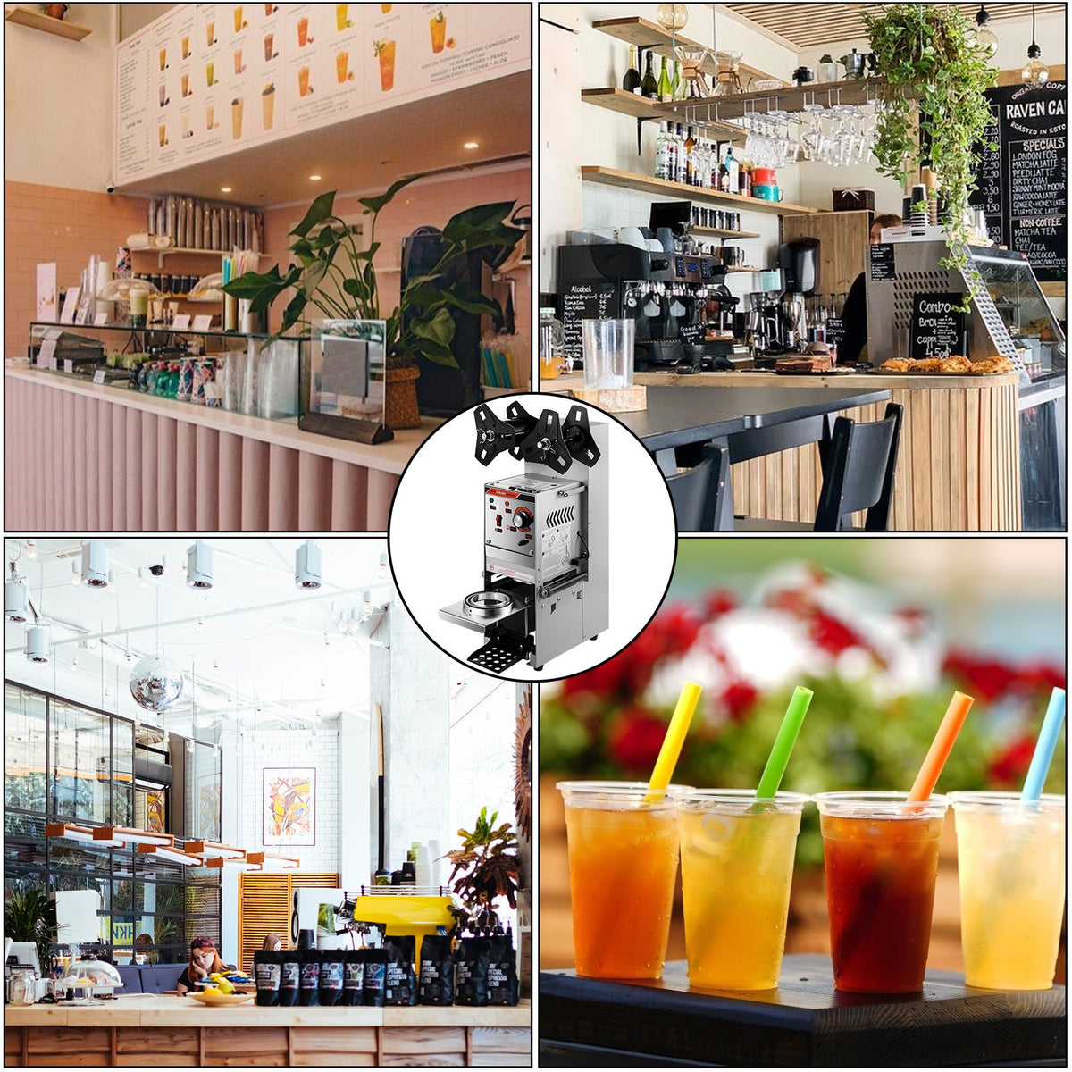 VEVOR Semi-automatic Cup Sealing Machine Cup Sealer Silver 300-500 Cups/Hour