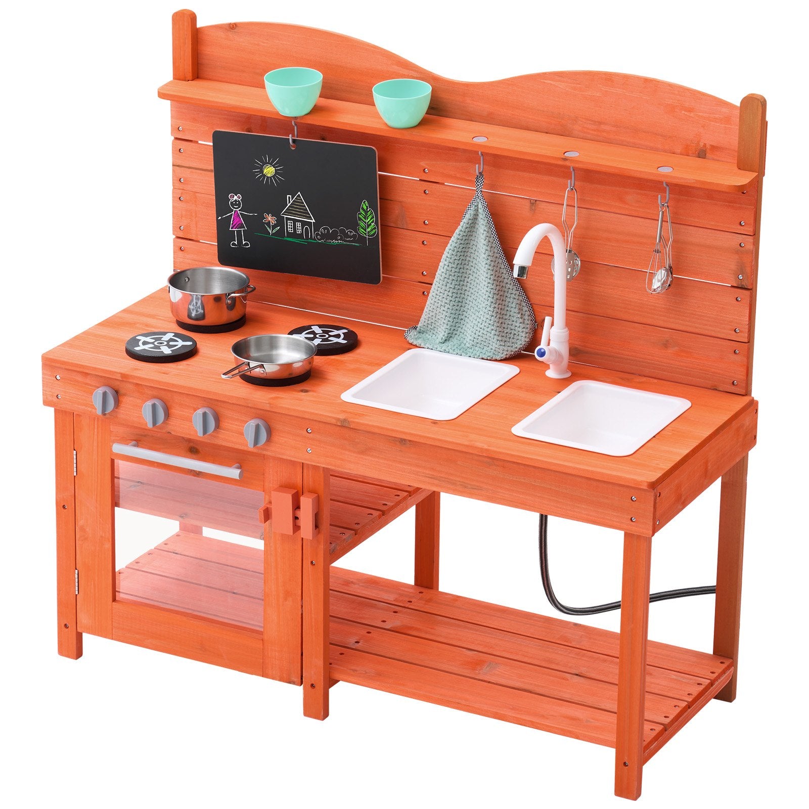 VEVOR Wooden Mud Kitchen Outdoor Toy Play Kitchen Set for Kids Pretend Playset