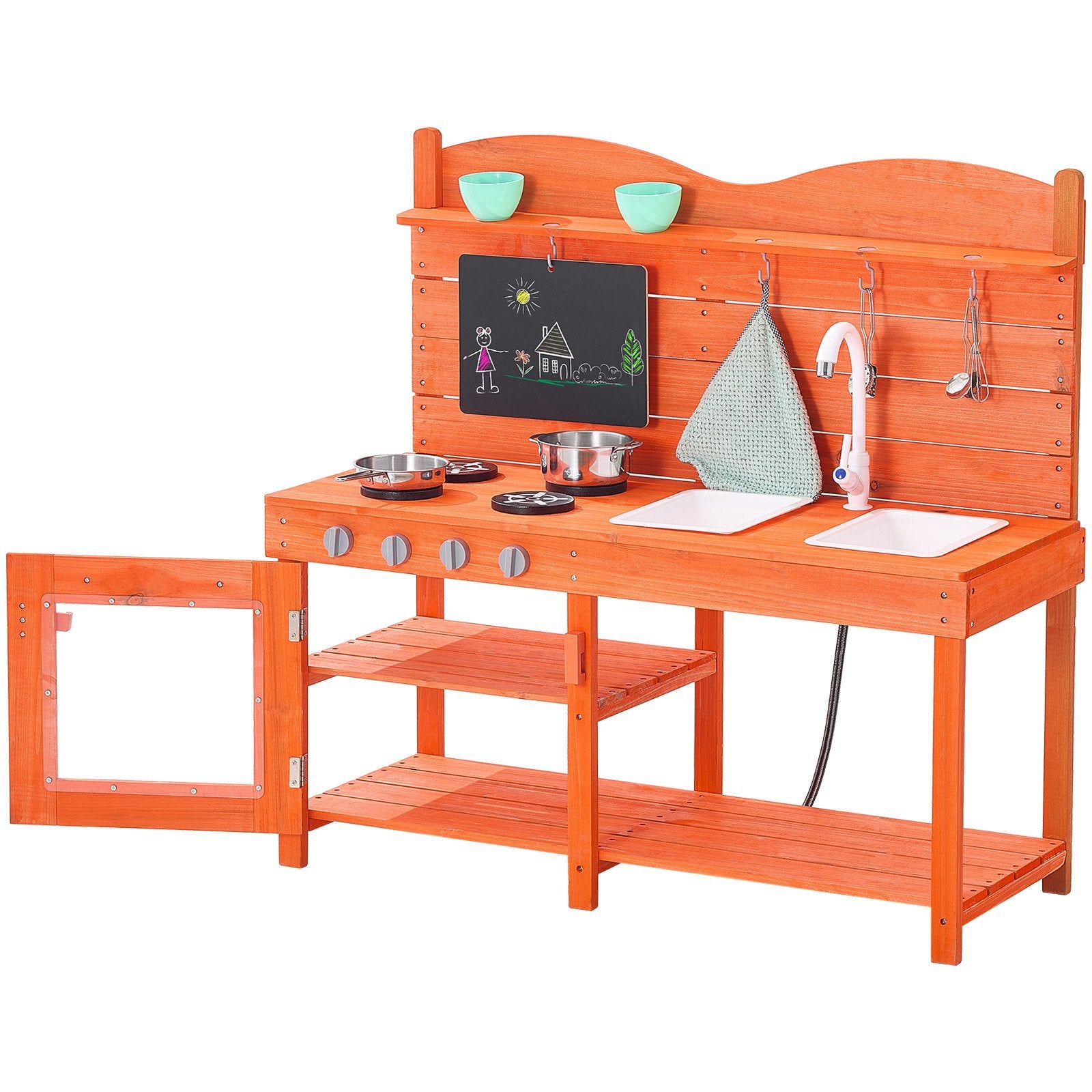 VEVOR Wooden Mud Kitchen Outdoor Toy Play Kitchen Set for Kids Pretend Playset