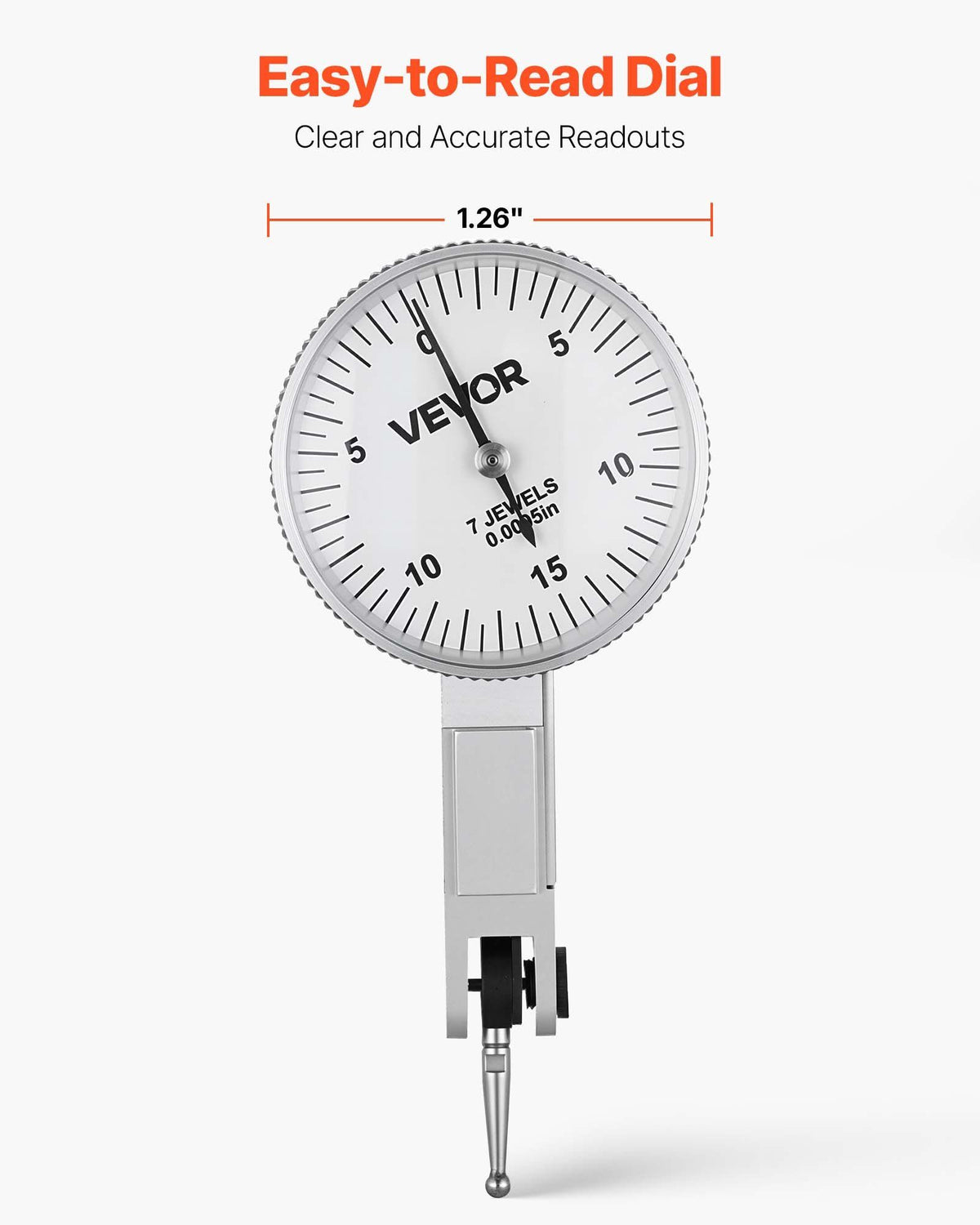 Dial Test Indicator with Universal Magnetic Base and Storage Case, 0.01 mm Accuracy, 0-0.76 mm Range, Micro Ball Handle for Narrow Area Measurement, Industrial Machining & Inspection