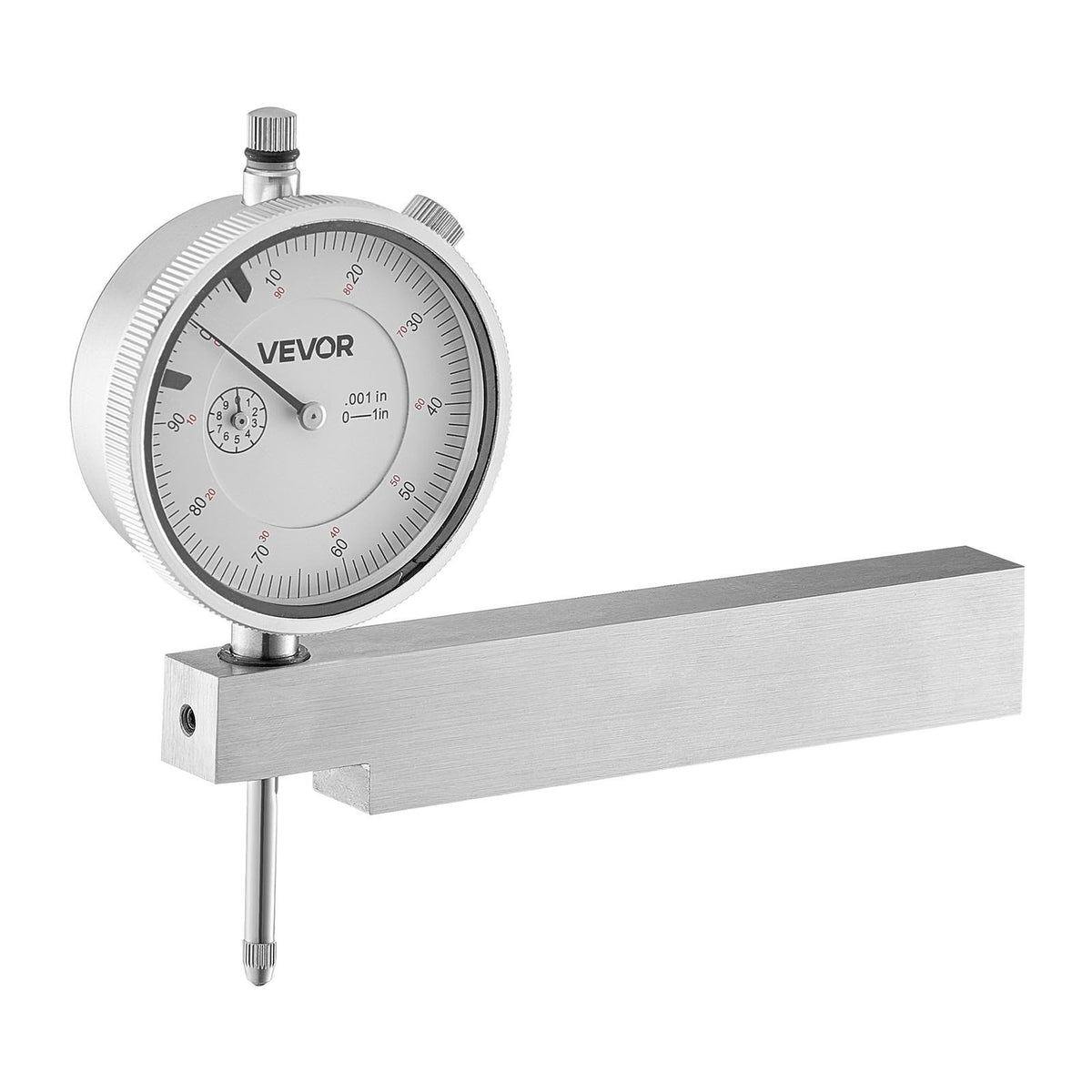 Dial Test Indicator with Metal Base, 0.03 mm Accuracy, 0-25.4mm Range, Easy to Read Large Dial, Professional for Narrow Area Measurement, Industrial Machining &amp; Inspection, Precision Testing