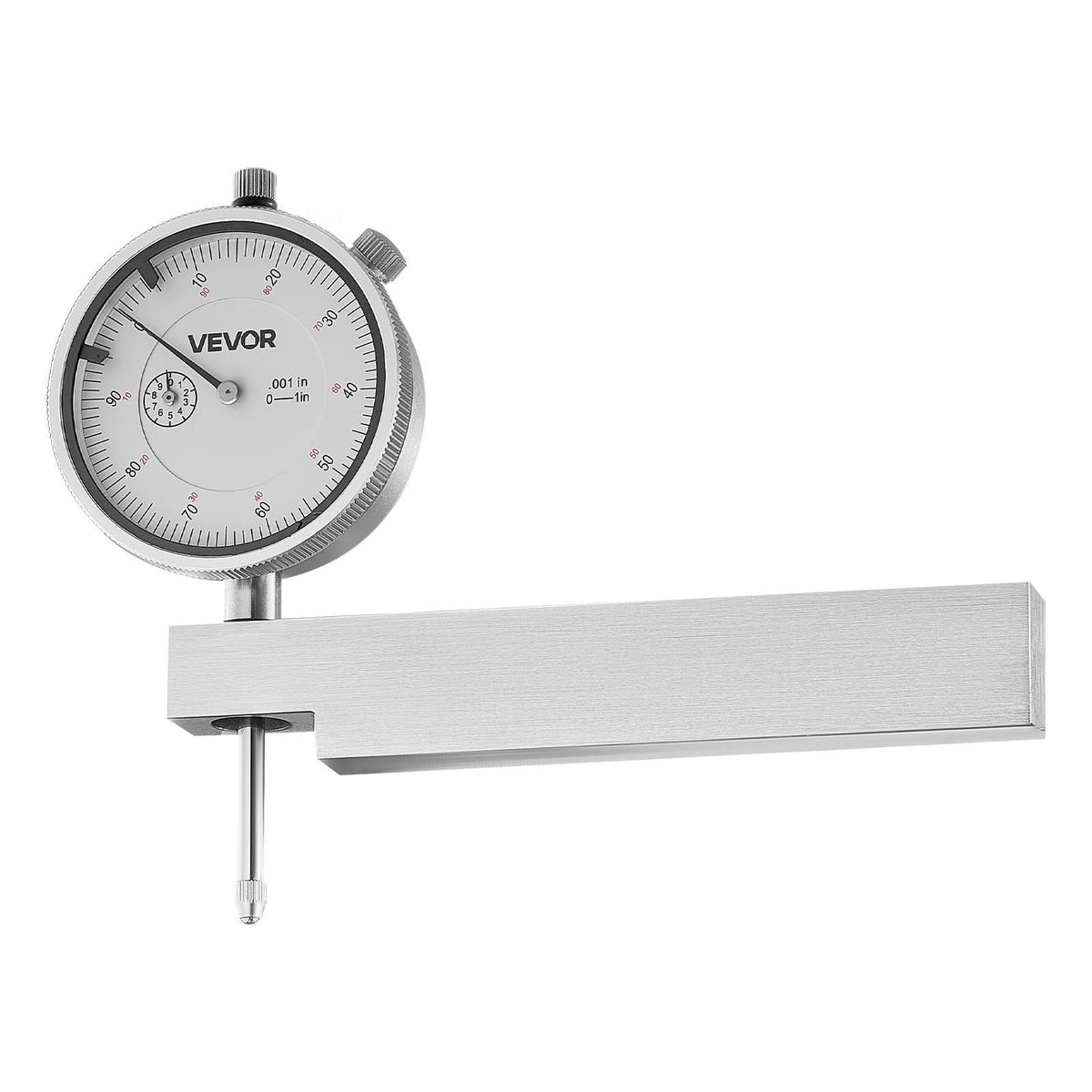 Dial Test Indicator with Metal Base, 0.03 mm Accuracy, 0-25.4mm Range, Easy to Read Large Dial, Professional for Narrow Area Measurement, Industrial Machining & Inspection, Precision Testing