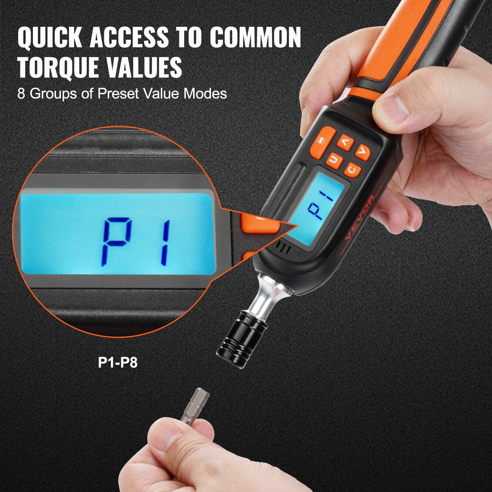 VEVOR Digital Torque Screwdriver 1/4" Range 2.65-70.67in/lb w/ 0.01N.m Increment