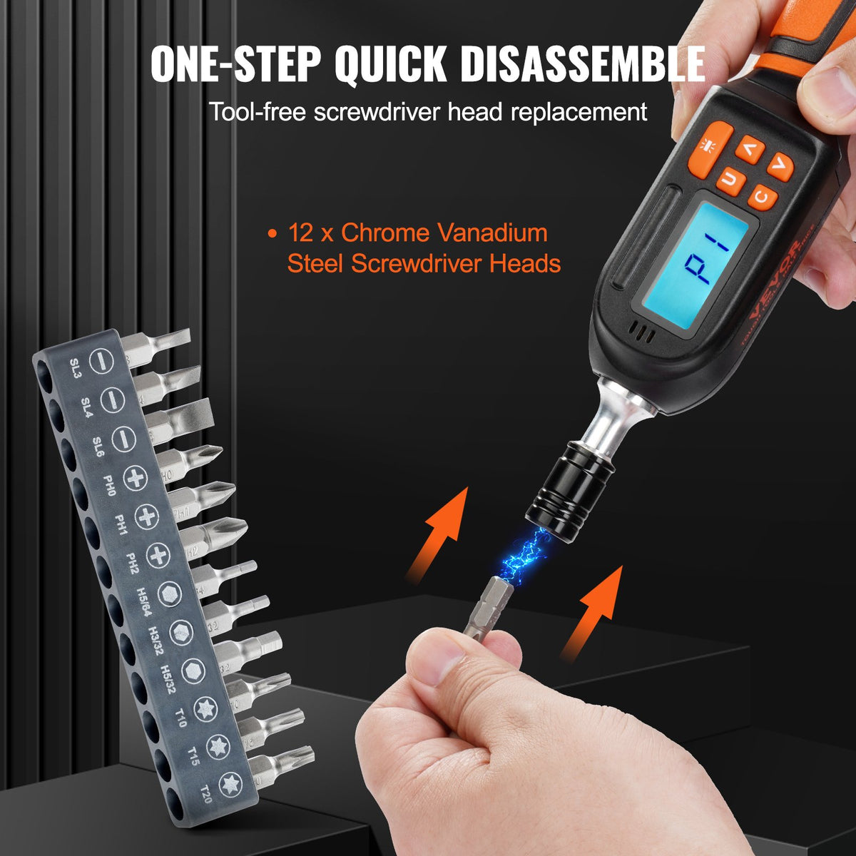 VEVOR Digital Torque Screwdriver 1/4" Range 2.65-70.67in/lb w/ 0.01N.m Increment