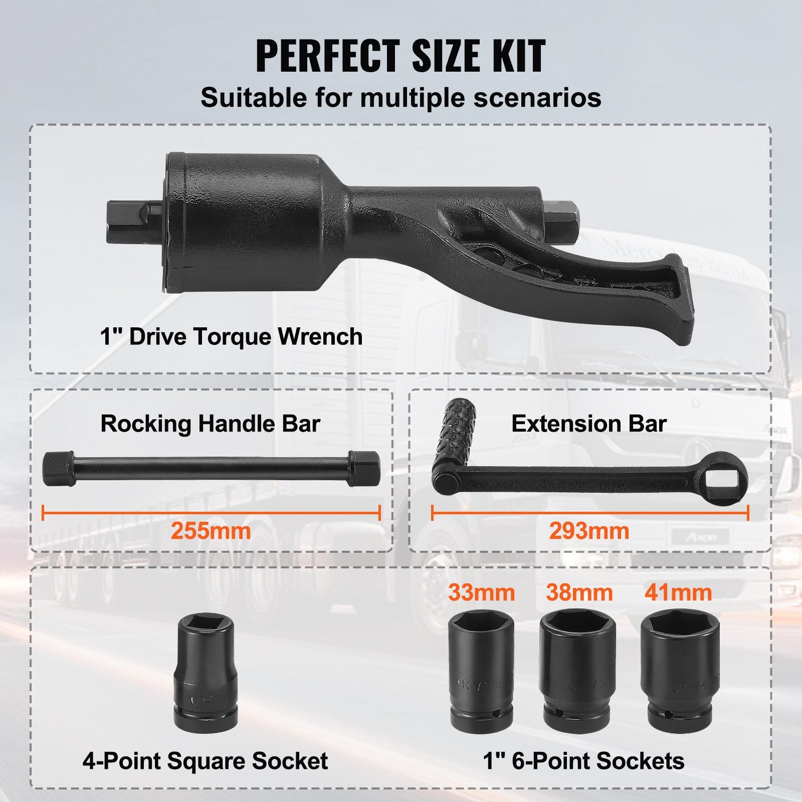 VEVOR Torque Multiplier, Heavy Duty Torque Multiplier Wrench Set, 1 Inch Drive Lug Nut Wrench Torque Multiplier, 1:64 6800N.m Lug Nut Remover, with 4 Sockets and Storage Case for Truck Trailer RV