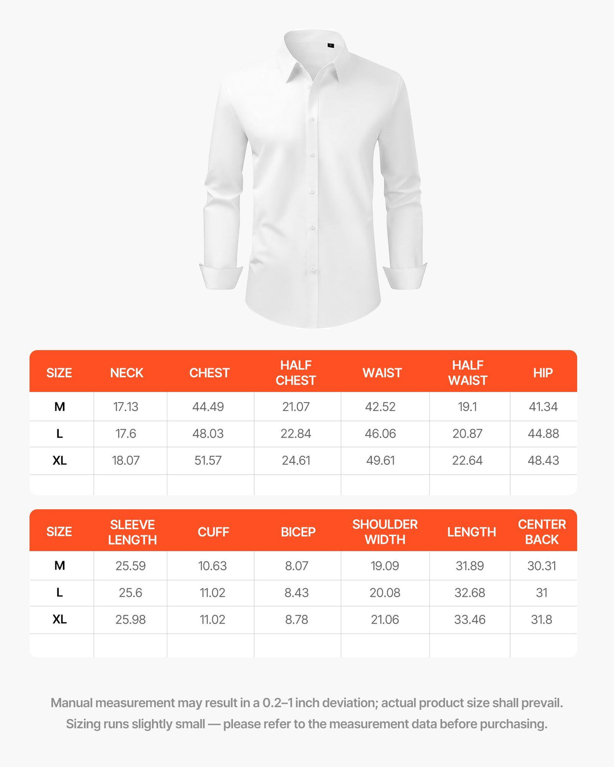 Men's Button Up Shirt, Mens Long Sleeve Wrinkle-free Button Down Dress Shirts, Slim Fit Soft Stretch Fabric for Business Casual or Formal, Work, Wedding, Dinner, White