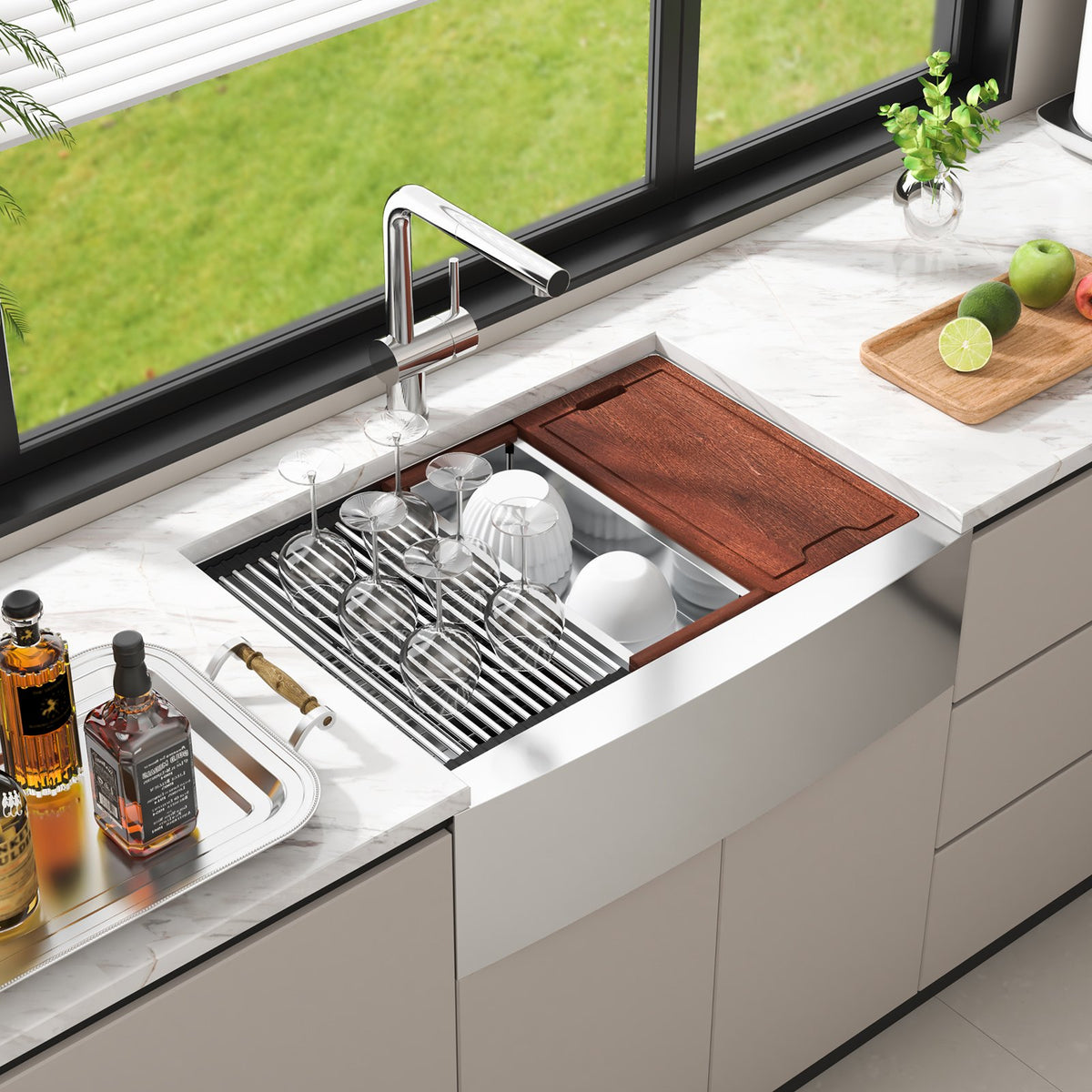 VEVOR Farmhouse Kitchen Sink, 304 Stainless Steel Drop-In Sinks, Top Mount Single Bowl Basin with Ledge & Accessories, Household Dishwasher Sinks for Workstation, Prep Kitchen, and Bar Sink, 30 inch