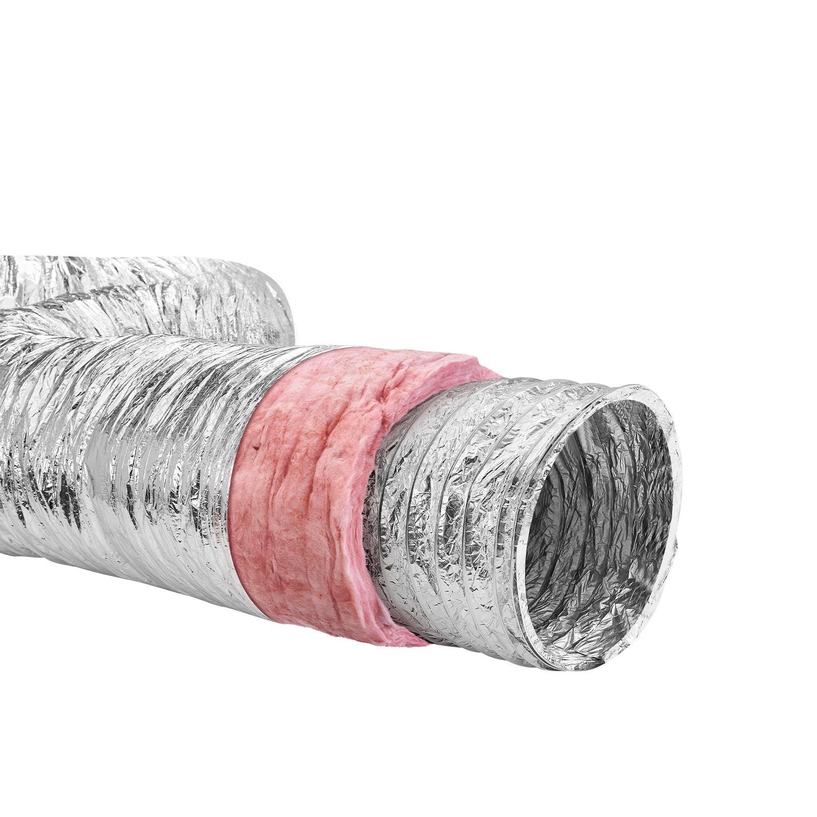 Dryer Vent Hose, 254MM Insulated Flexible Duct 7.62M Long with 2 Duct Clamps, Heavy-Duty Three Layer Protection for HVAC Heating Cooling Ventilation and Exhaust, R-6.0 Flame Resistance Value