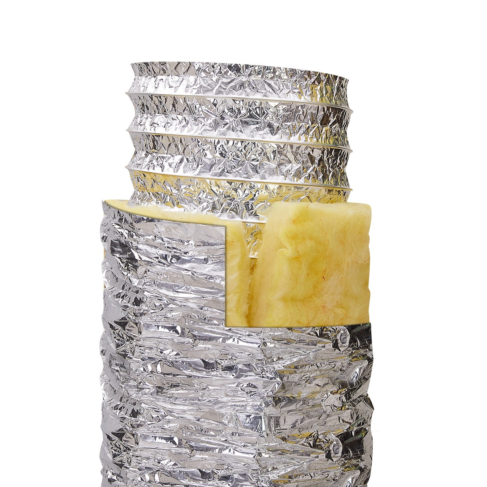 VEVOR Dryer Vent Hose, 127MM Insulated Flexible Duct 7.62M Long with 2 Duct Clamps, Heavy-Duty Three Layer Protection for HVAC Heating Cooling Ventilation and Exhaust, R-4.2 Flame Resistance Value