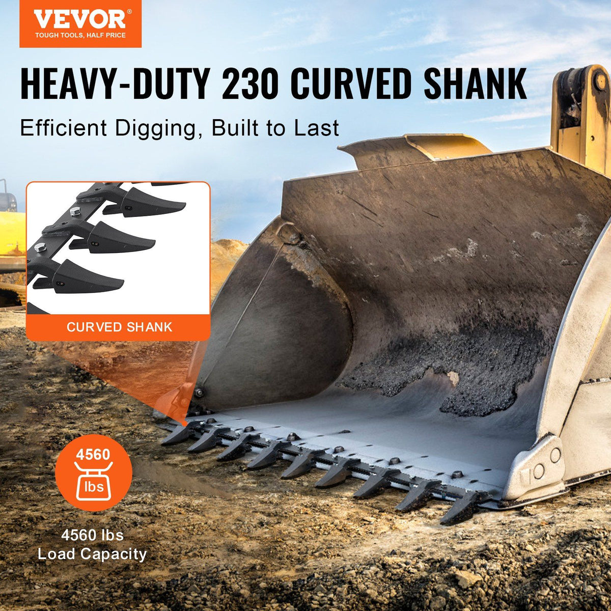 Bucket Tooth Bar, 1800mm, Heavy Duty Tractor Bucket 9 Teeth Bar for Loader Tractor Skidsteer, 2000 kg Load-Bearing Capacity Bolt On Design, for Efficient Soil Excavation and Bucket Protection