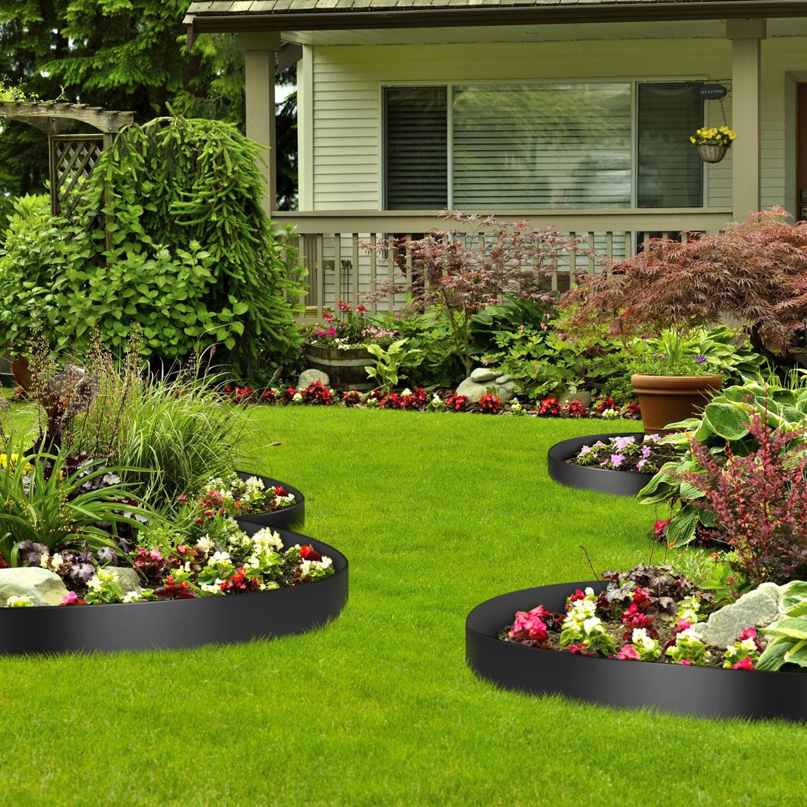 VEVOR Landscape Edging, 25.4cm Depth 91.44m Total Length, Recycled HDPE Coiled Terrace Board, Flexible Bender Border for Landscaping, Lawn, Garden, Yard, Against Invading Weeds, Black