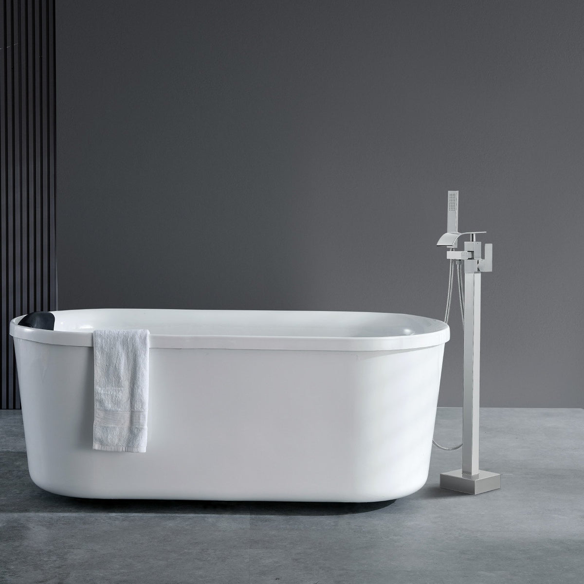 VEVOR Freestanding Bathtub Faucet, Floor Mount, Freestanding Tub Filler, Shower Mixer Taps, Two Water Modes, Swivel Spout, for Bathing & Showering Pet Bathing Cleaning Drains Toilet Flushing