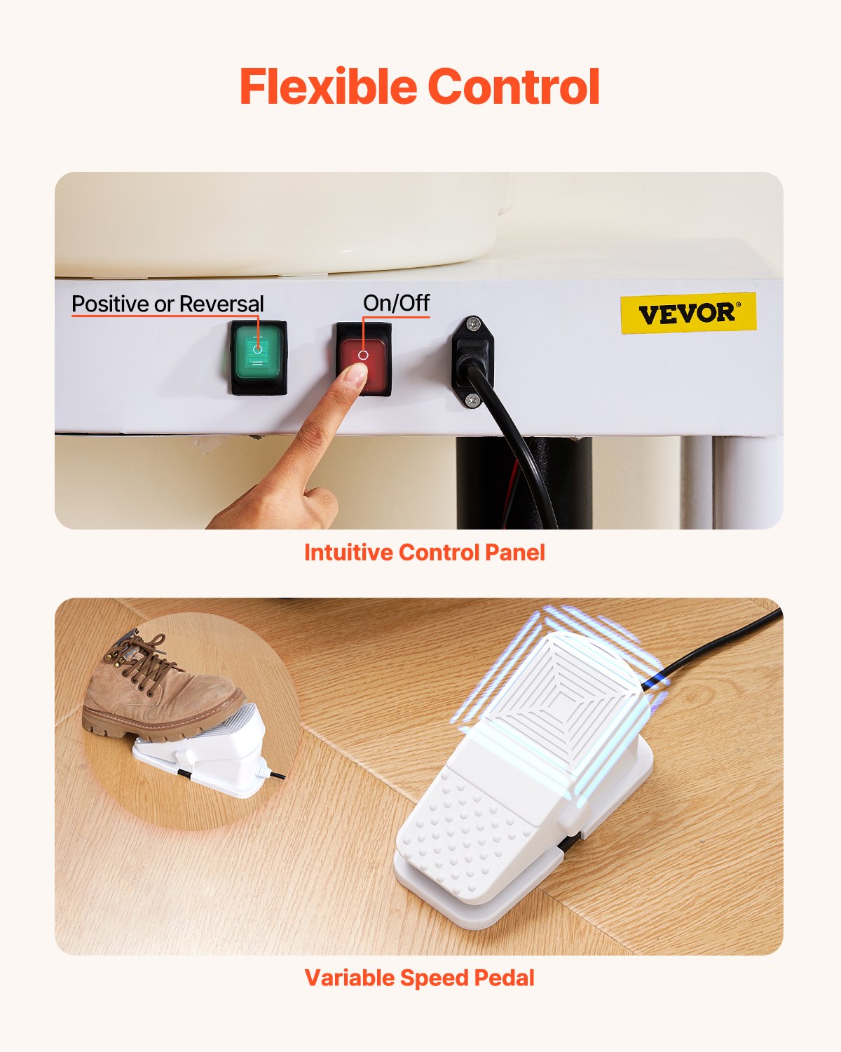 VEVOR Pottery Wheel, 35 cm Ceramic Wheel Forming Machine, 60-300 RPM Speed Adjustable Foot Pedal, Adjustable Lift Leg, Detachable Basin, Complete Tool Accessory Kit for Work Art Craft DIY, White