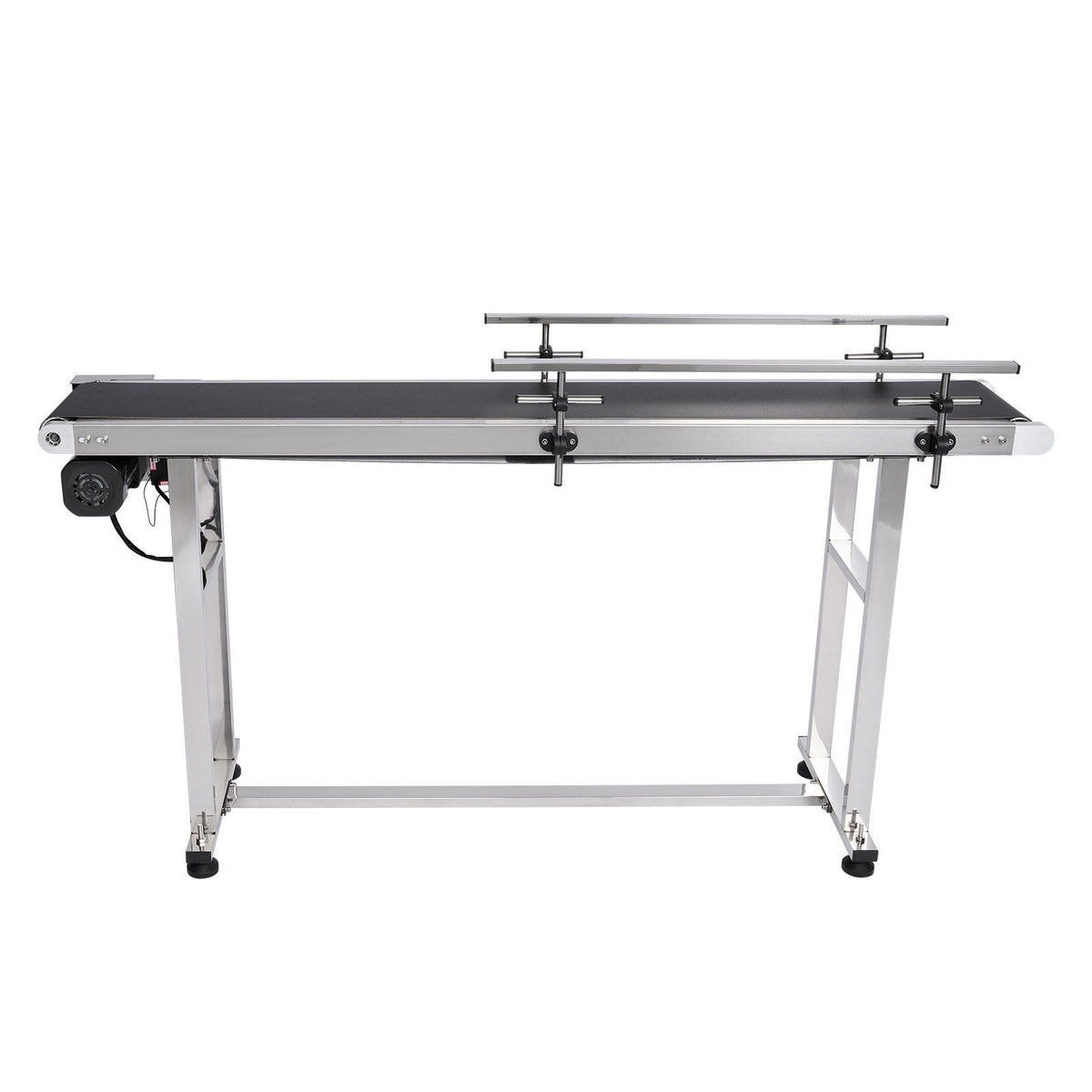 Belt Conveyor, 1498.6 x 198.1 mm Conveyor Table Heavy Duty Stainless Steel Motorized Belt Conveyor for Inkjet Coding Applications Powered PVC Belt Anti-Static Adjustable Speed (Double Guardrail)