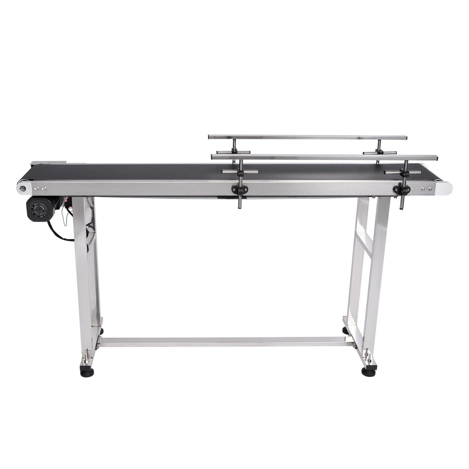 Belt Conveyor, 1498.6 x 198.1 mm Conveyor Table Heavy Duty Stainless Steel Motorized Belt Conveyor for Inkjet Coding Applications Powered PVC Belt Anti-Static Adjustable Speed (Double Guardrail)