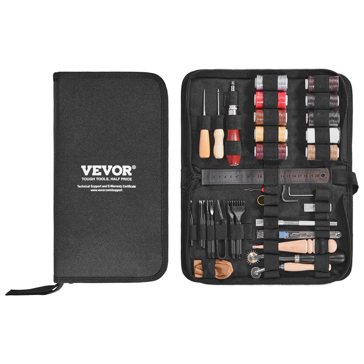 VEVOR Leather Working Tools Kit, 38 PCS Leather Craft Tools with Portable Canvas Storage Bag, Engraving Punching Sewing Stamping Cutting Tools, Ideal for Beginners DIY Enthusiasts and Professionals