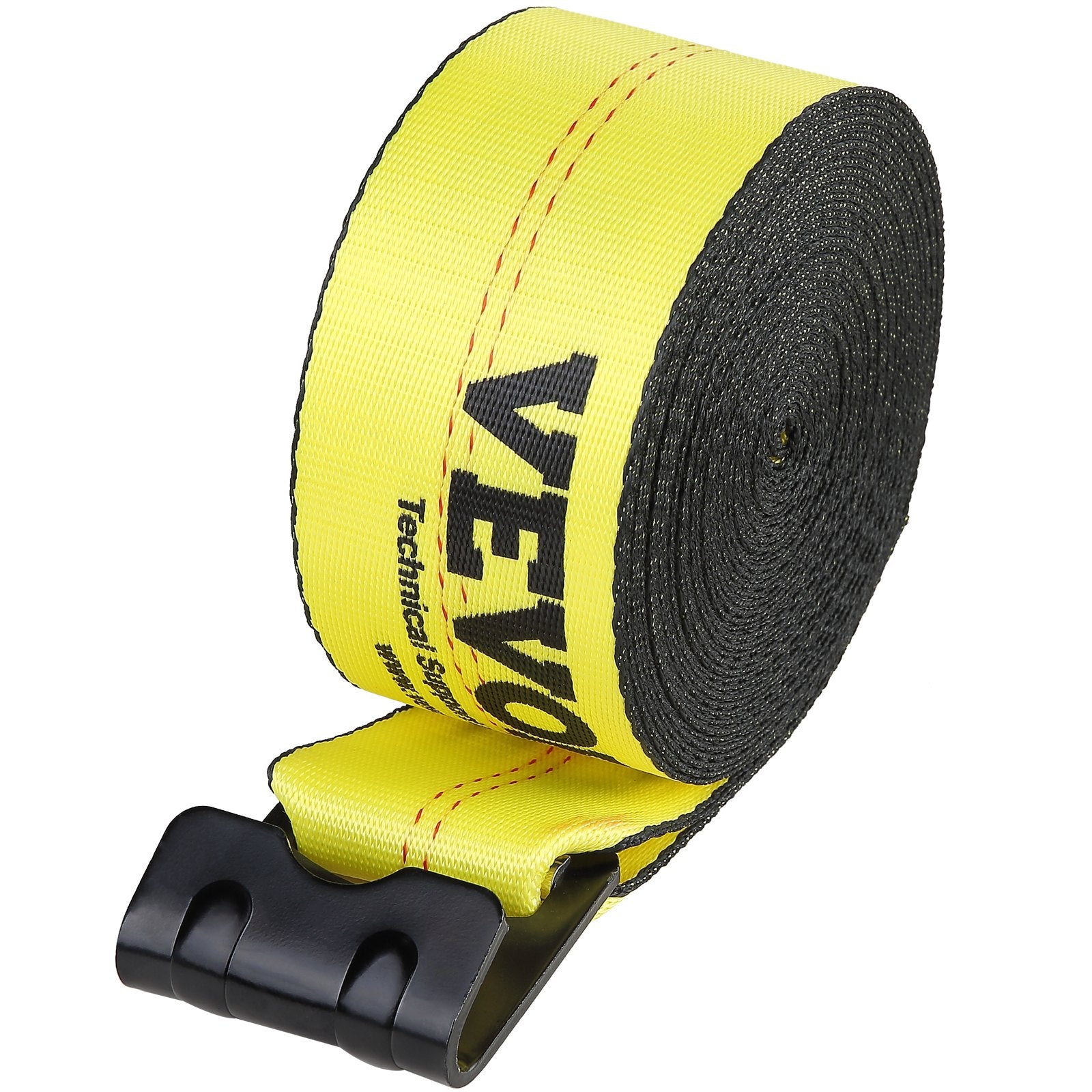 VEVOR Winch Straps, 10.2 cm x 12.2 m, 2.7T Load Capacity, 8.2T Break Strength, Truck Straps with Flat Hook, Flatbed Tie Downs Cargo Control for Trailers, Farms, Rescues, Tree Saver, Yellow (10 Pack)
