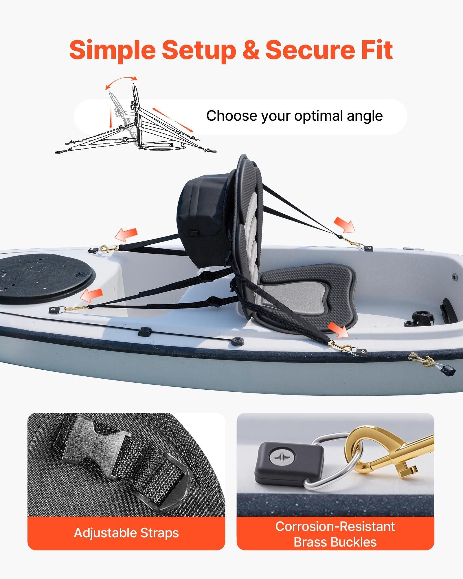 Kayak Seat, 1 Pack 12 mm Thick, Universal Paddle Board Seat with Back Support, Sit-on-Top Soft Padded Cushion with Storage Bag & Adjustable Straps for SUP, Canoe, Fishing Boat, Inflatable Kayak
